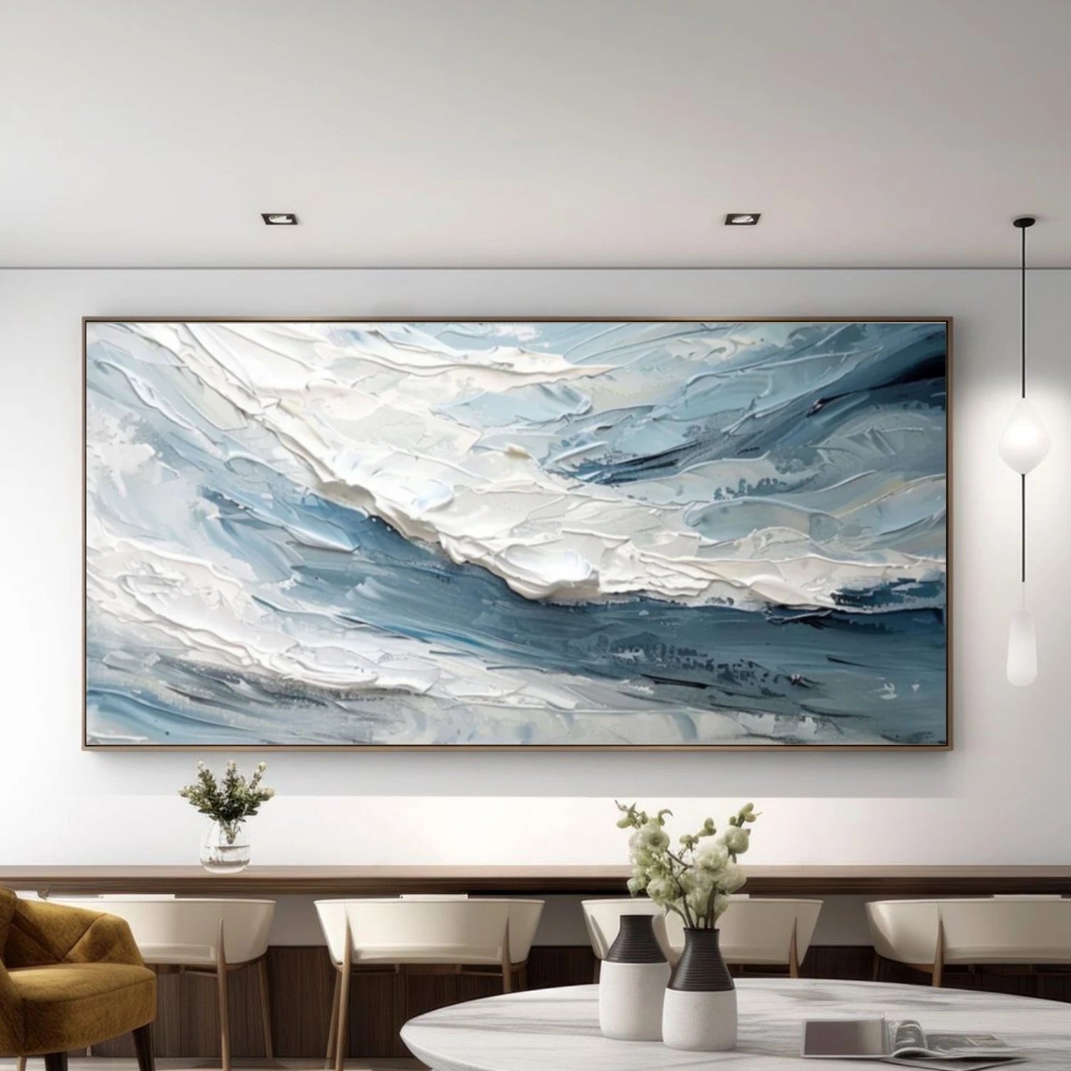 Sky And Ocean Abstract Textured Wall Art #SO336
