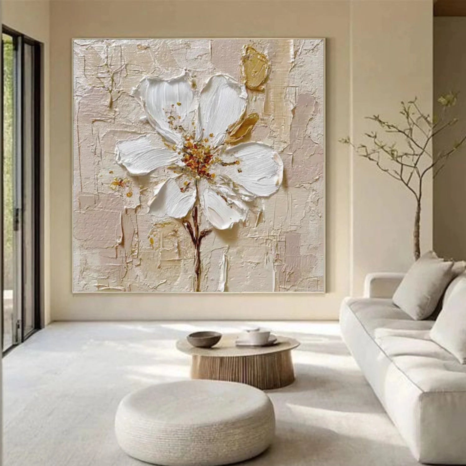 Tree And Flower Abstract Textured Wall Art #TF144