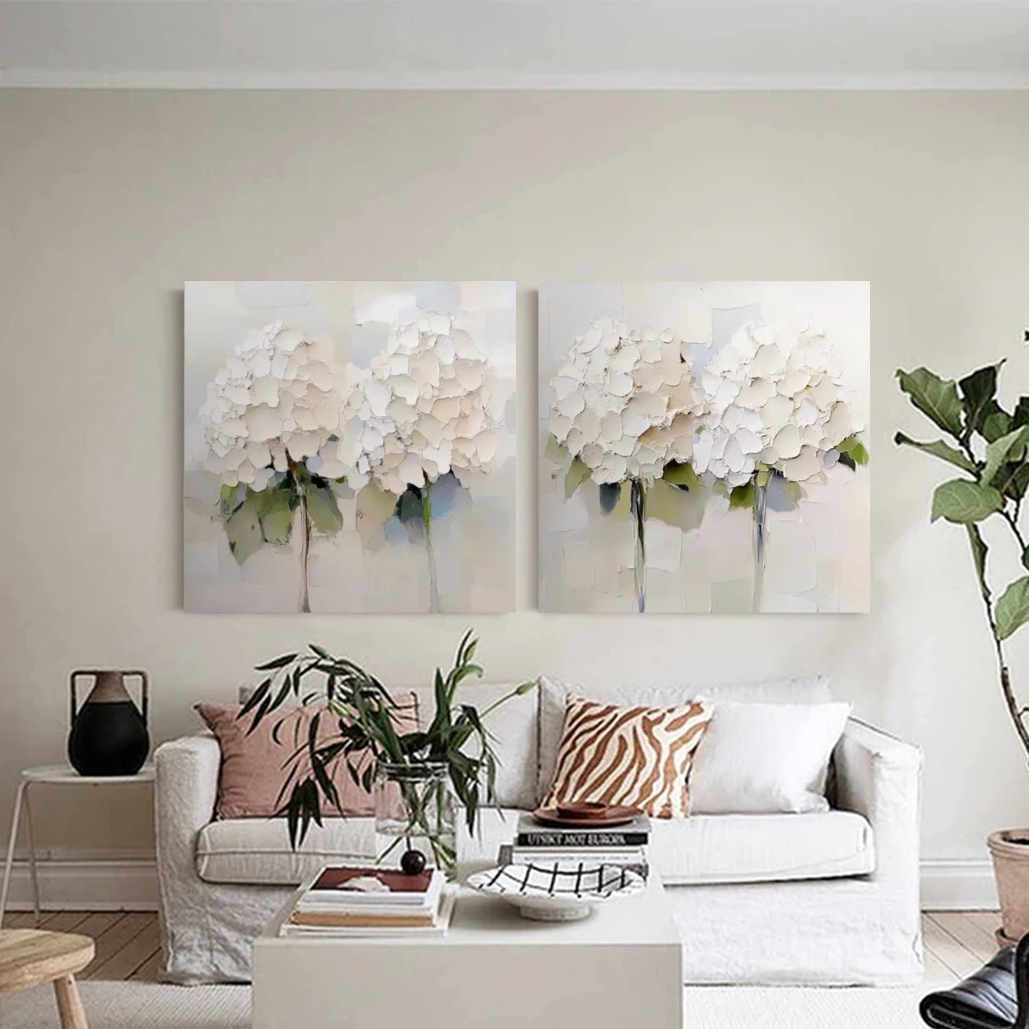 Tree And Flower Abstract Textured Wall Art Set of 2 #TF134