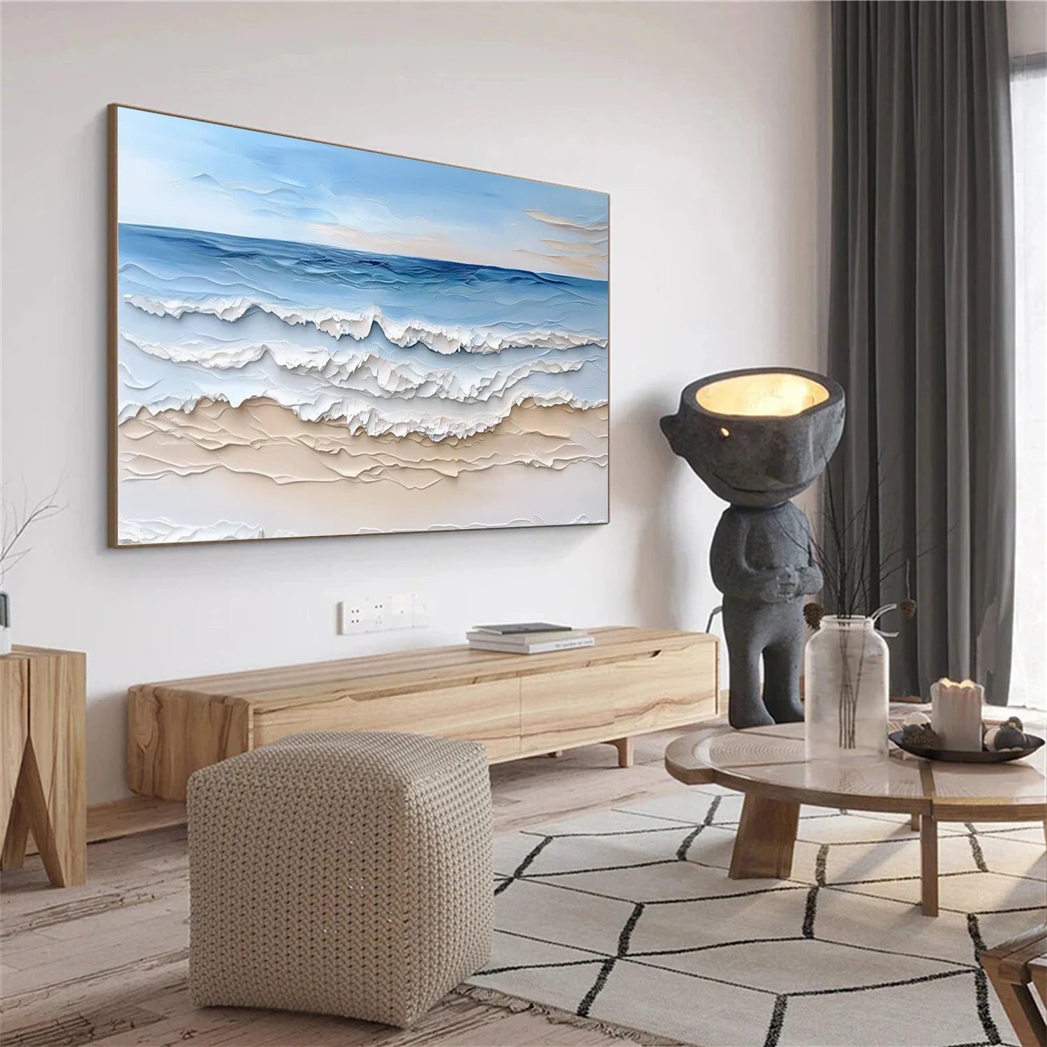 Sky And Ocean Abstract Textured Wall Art #SO313