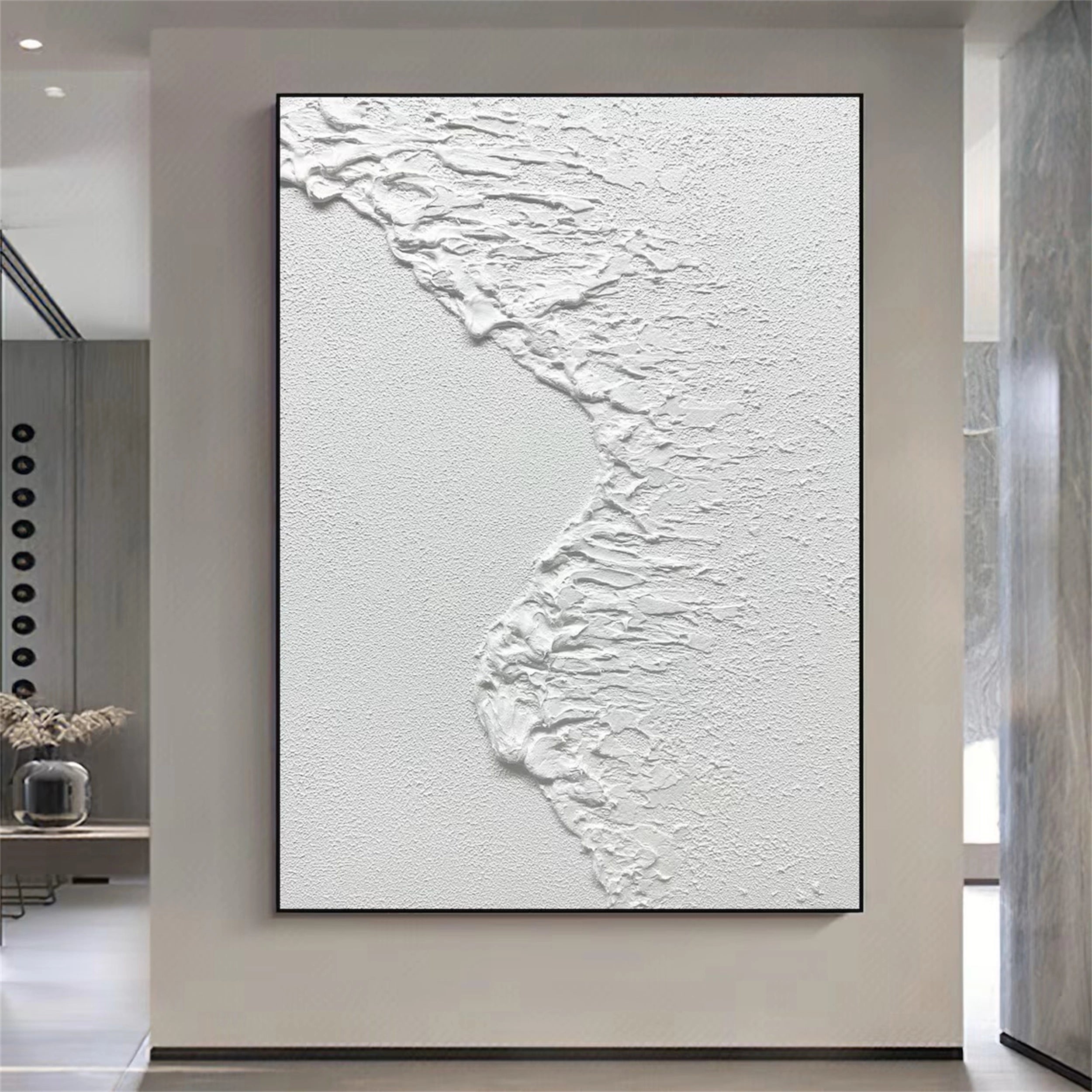White Textured Minimalist Wall Art #WT094