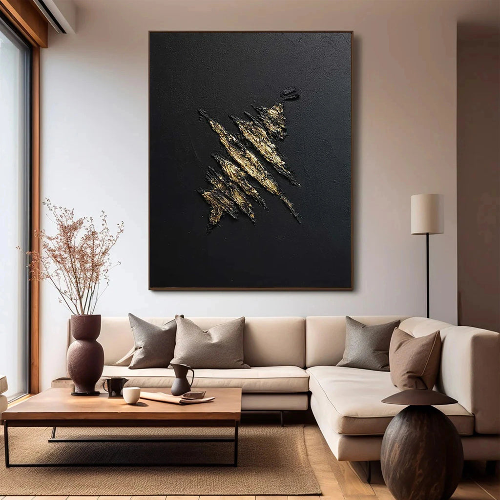 Black Textured Minimalist Wall Art #BT030