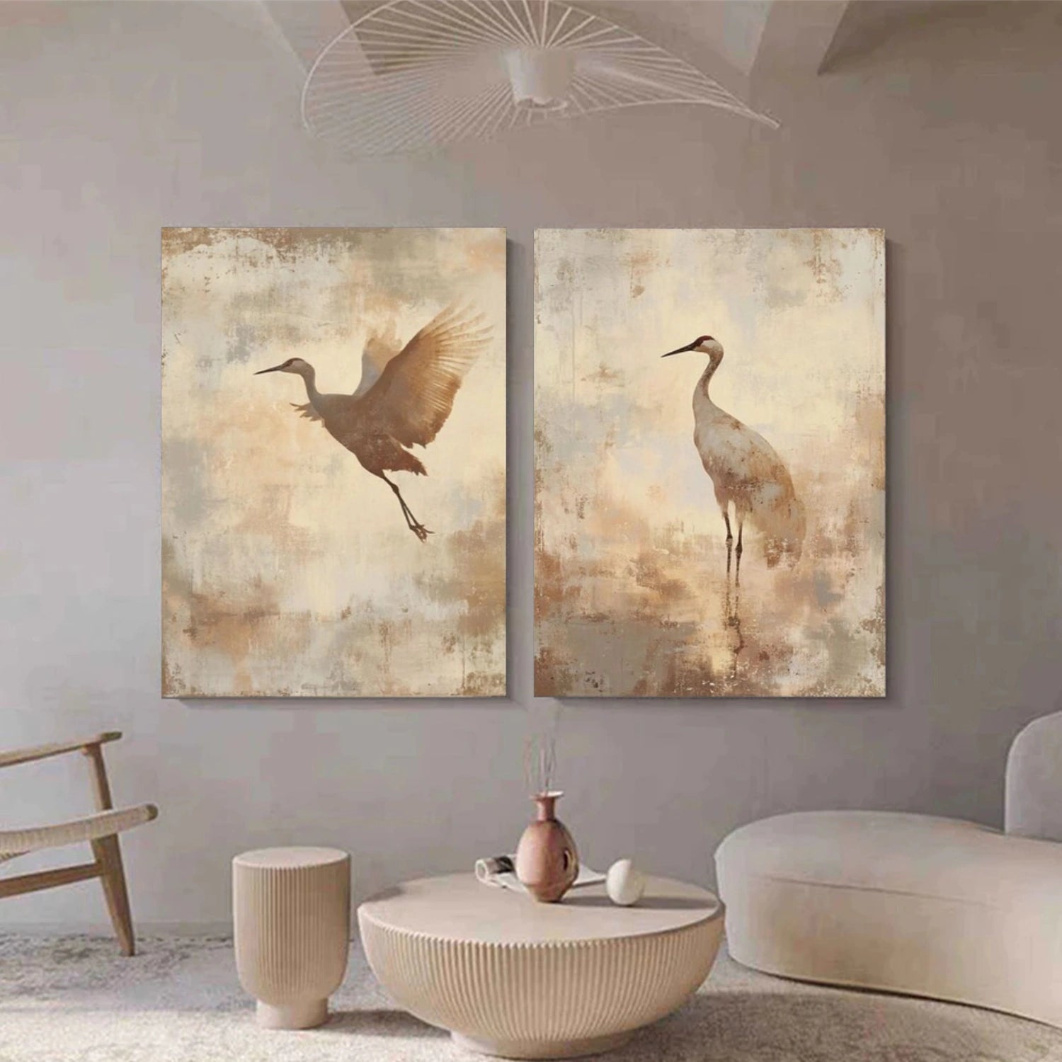 Abstract Animal Art Crane Wall Art Set of 2 #AT056
