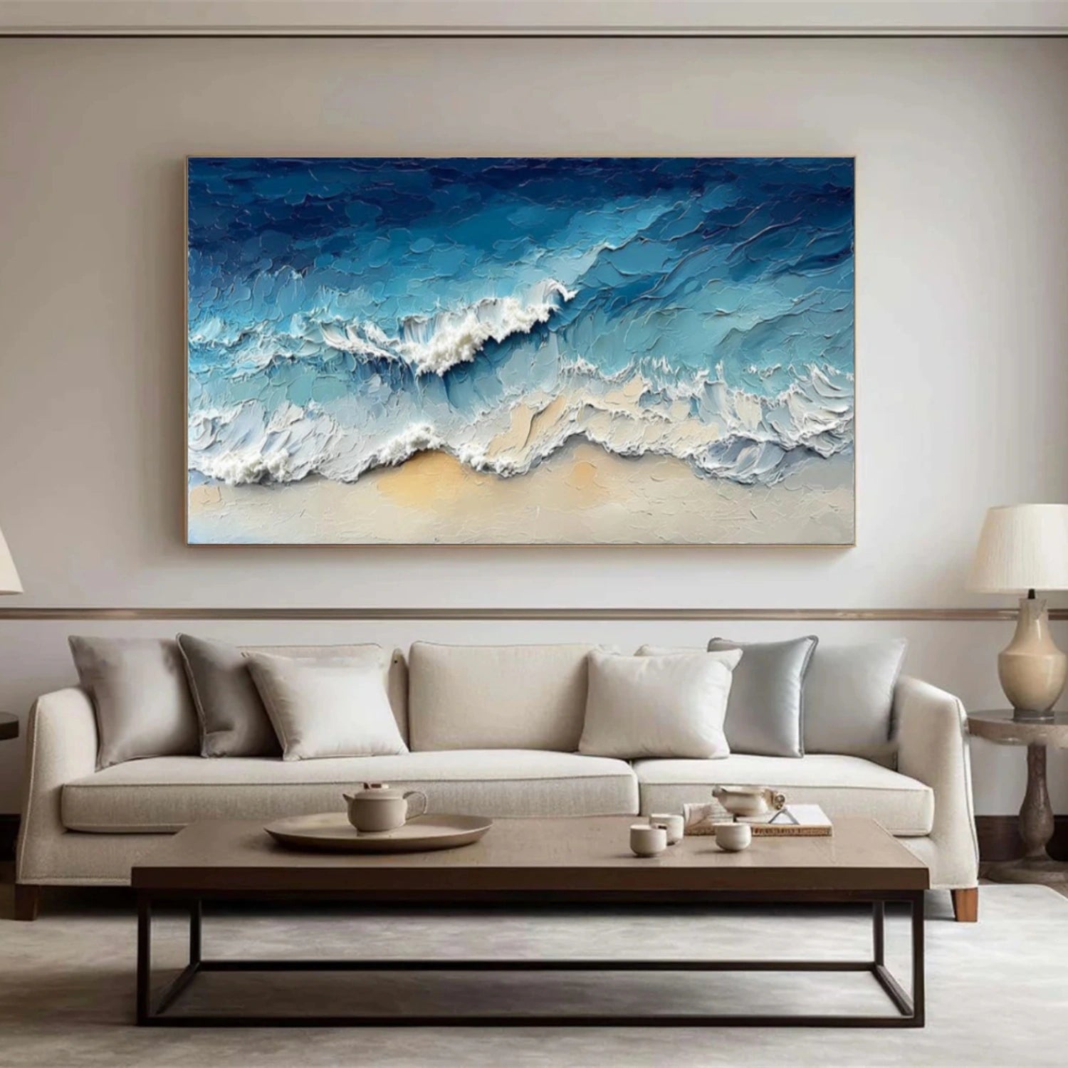 Sky And Ocean Abstract Textured Wall Art #SO376