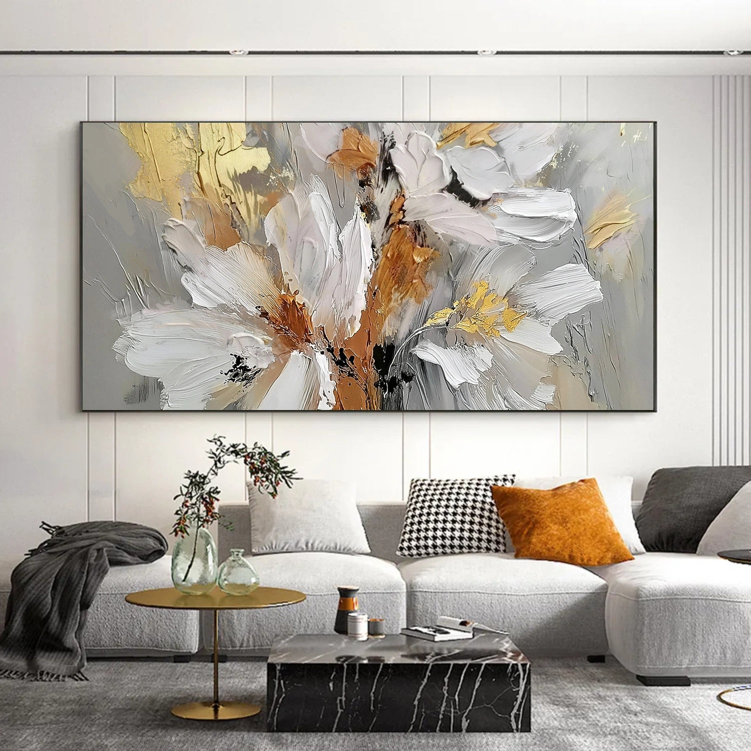 Tree And Flower Abstract Textured  Wall Art #TF186