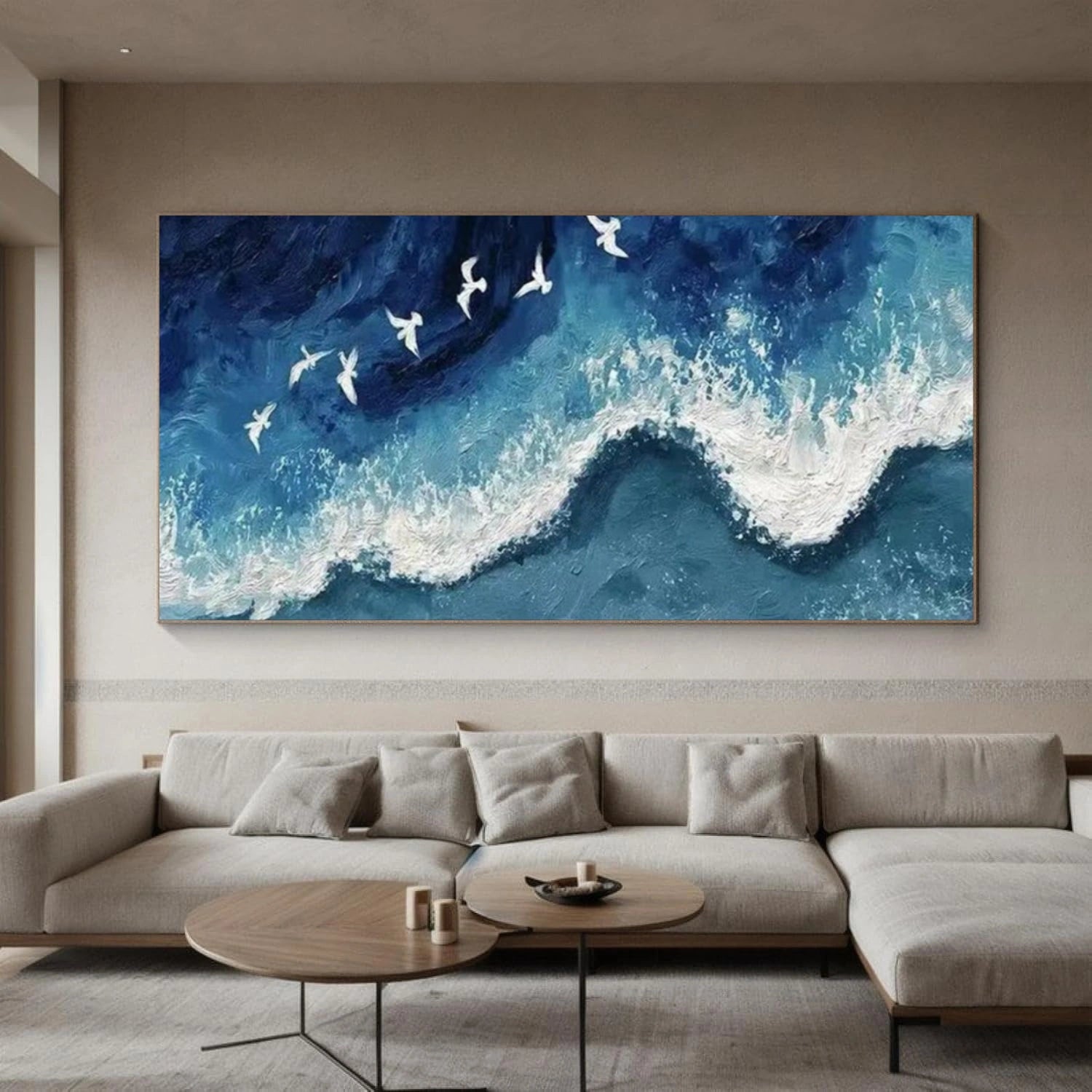 Sky And Ocean Abstract Textured Wall Art #SO375