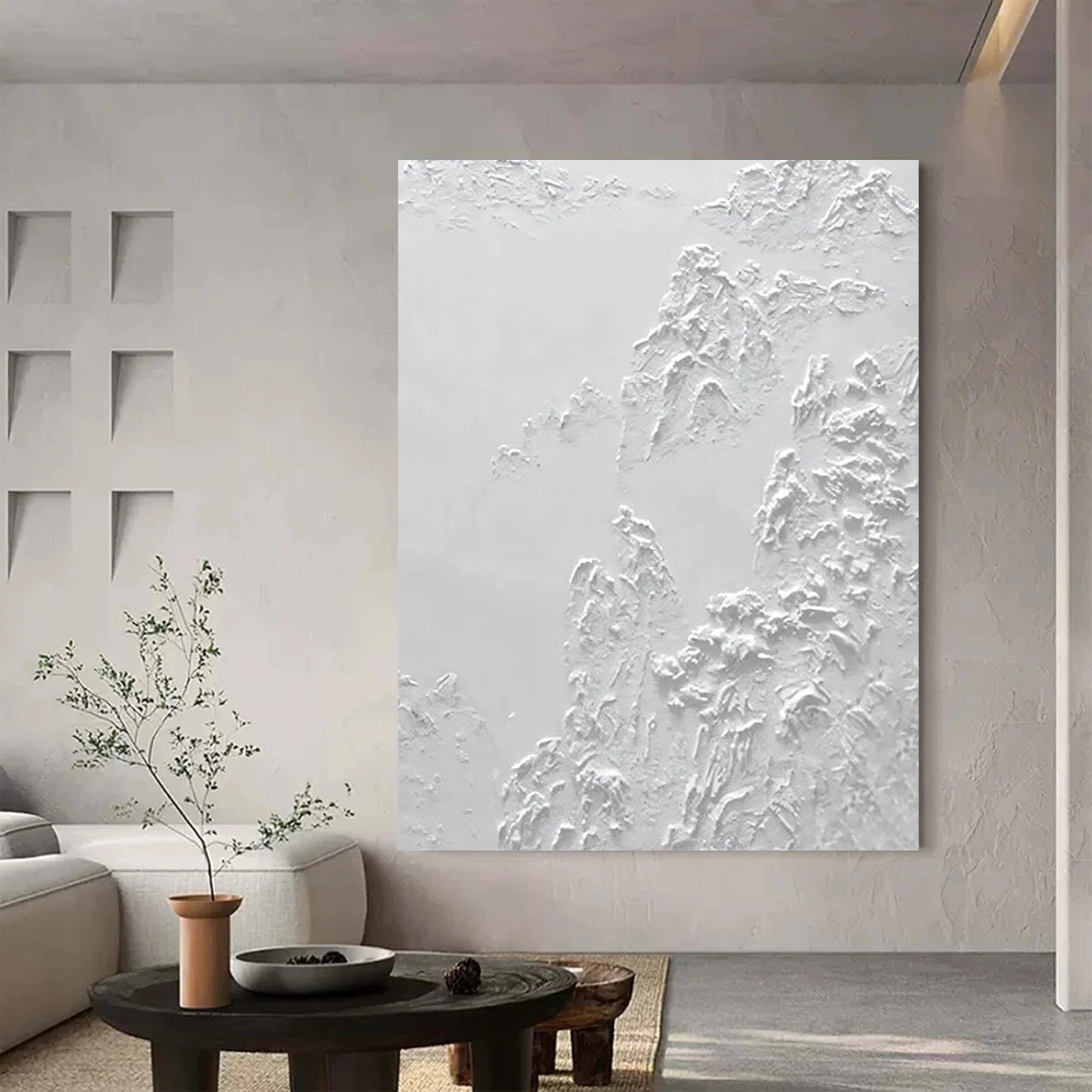 White Textured Minimalist Wall Art #WT065