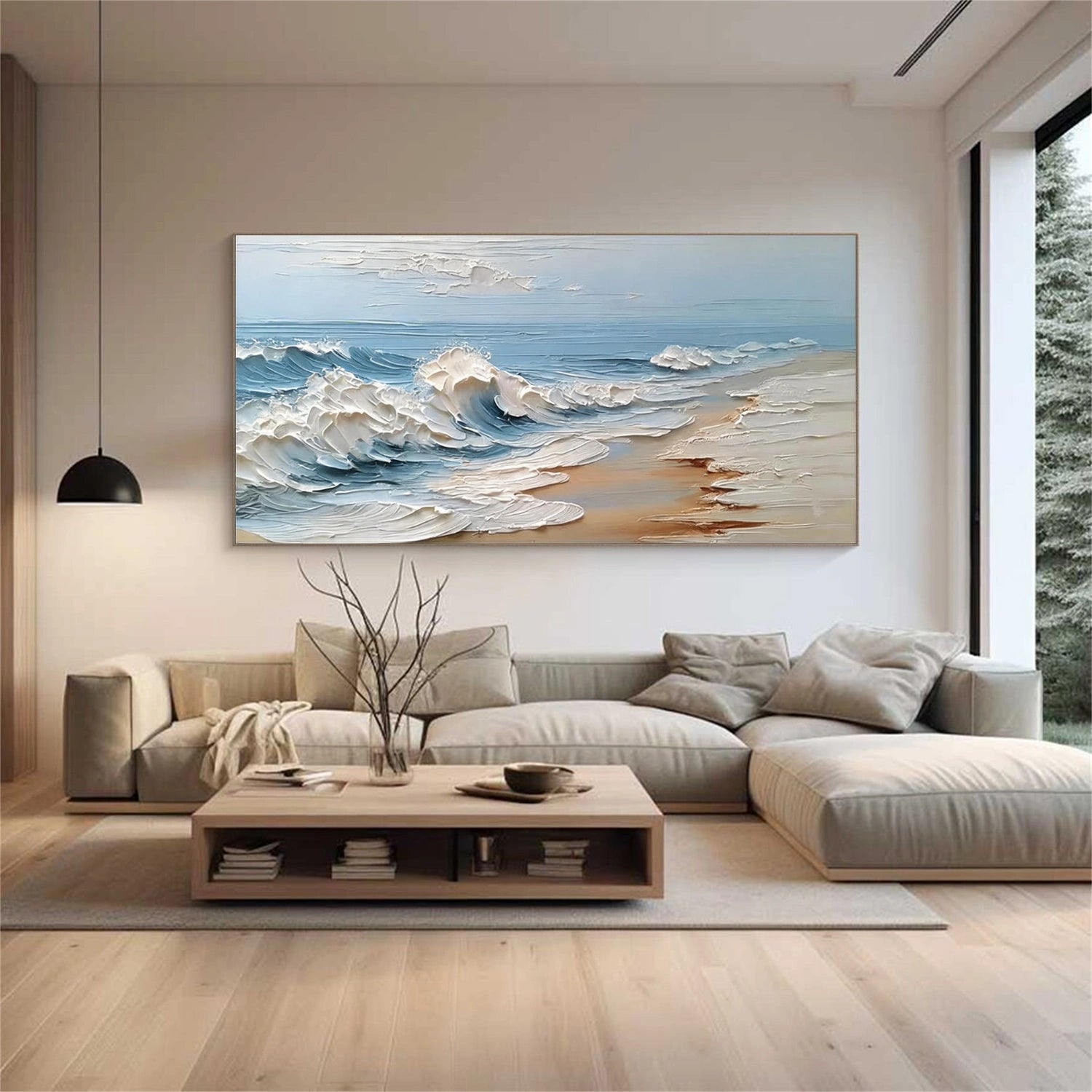 Sky And Ocean Abstract Textured Wall Art #SO413