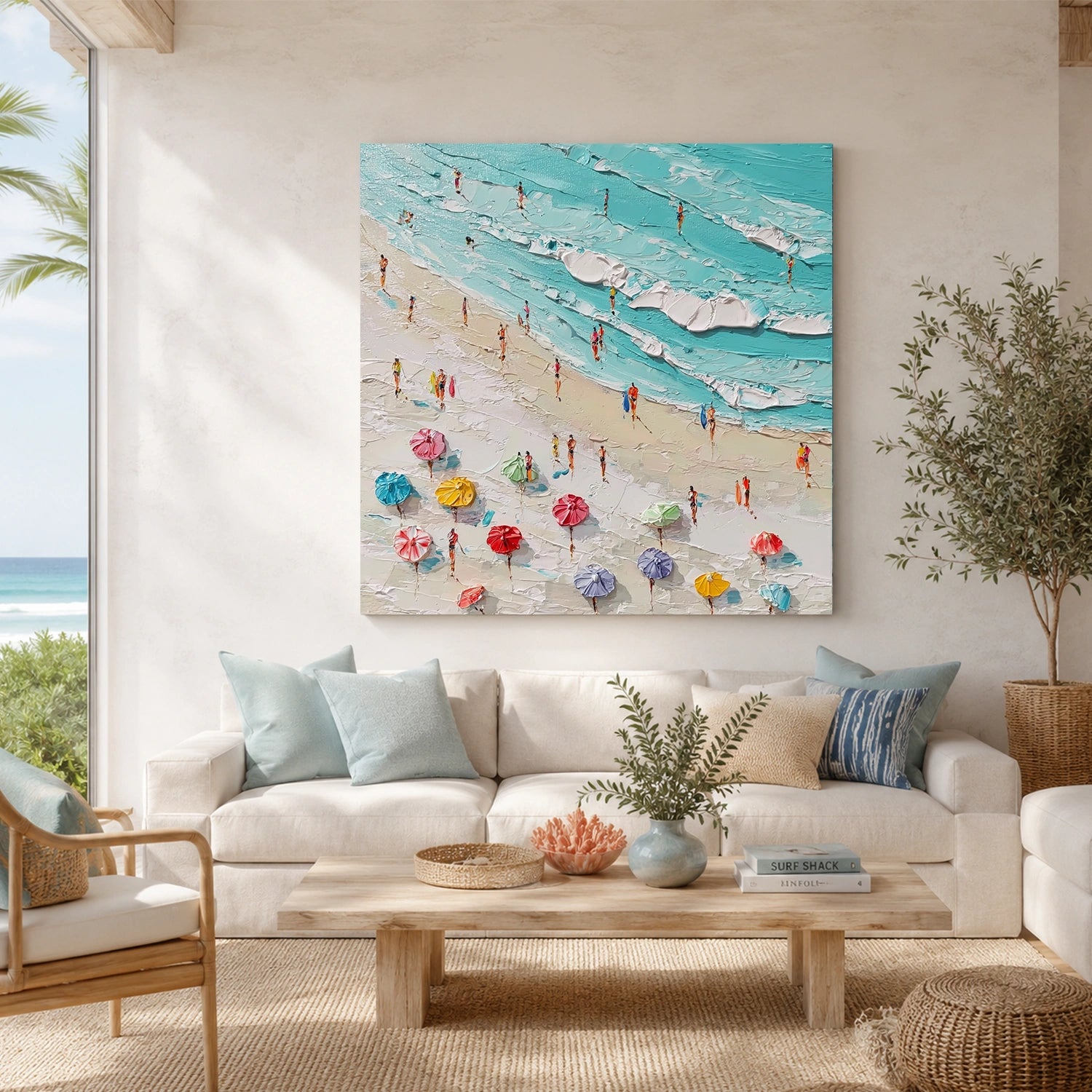 Sky And Ocean Abstract Textured Wall Art #SO426