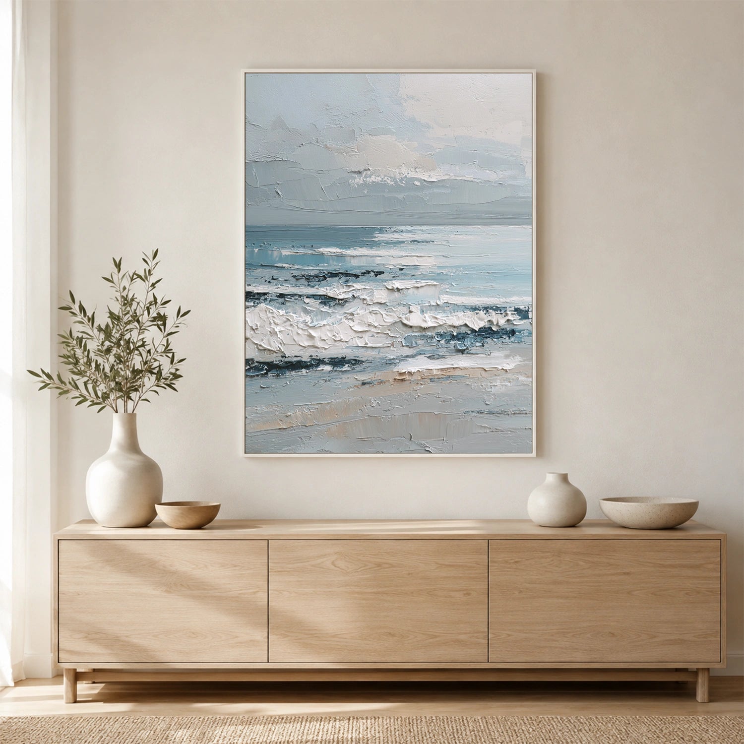 Sky And Ocean Abstract Textured Wall Art #SO441