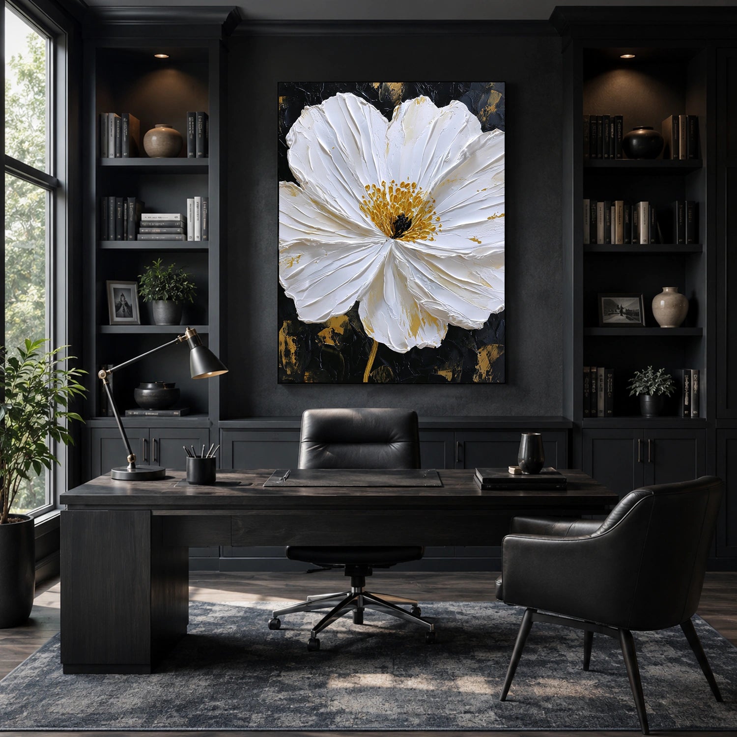 Tree And Flower Abstract Textured Wall Art #TF216