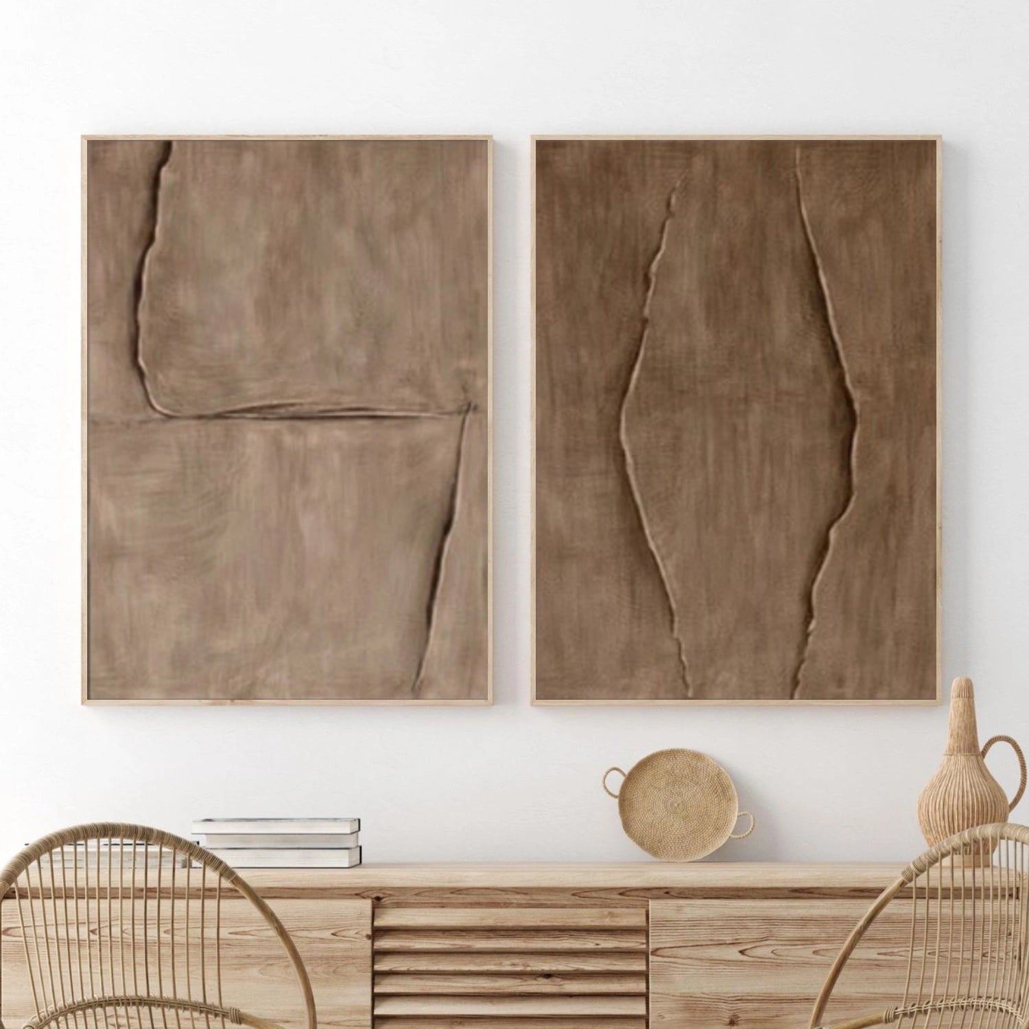 Brown Textured Minimalist Wall Art Set of 2 #BM038