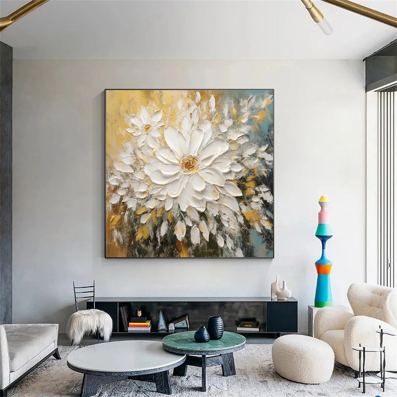 Tree And Flower Abstract Textured Wall Art #TF108
