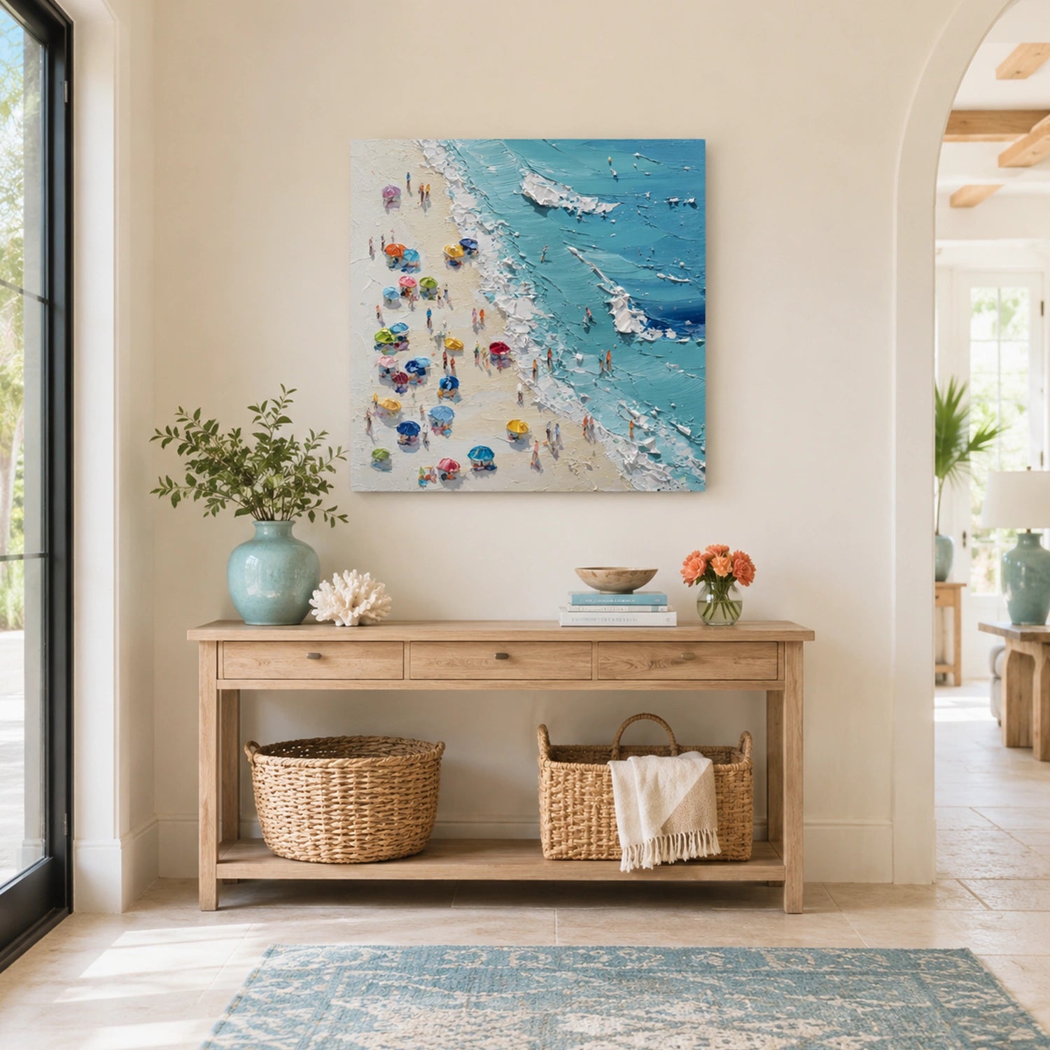 Sky And Ocean Abstract Textured Wall Art #SO423