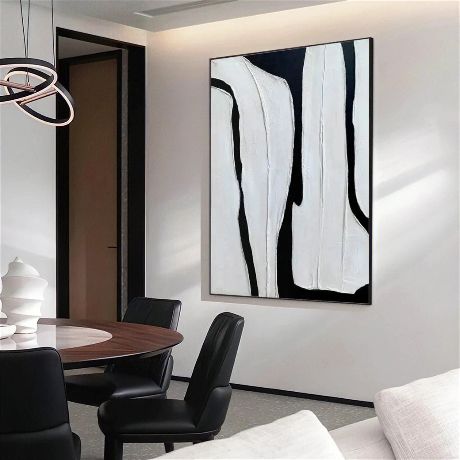 Black and White Minimalist Textured Canvas Art #BT079