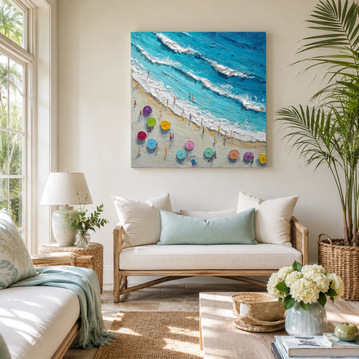 Sky And Ocean Abstract Textured Wall Art #SO421