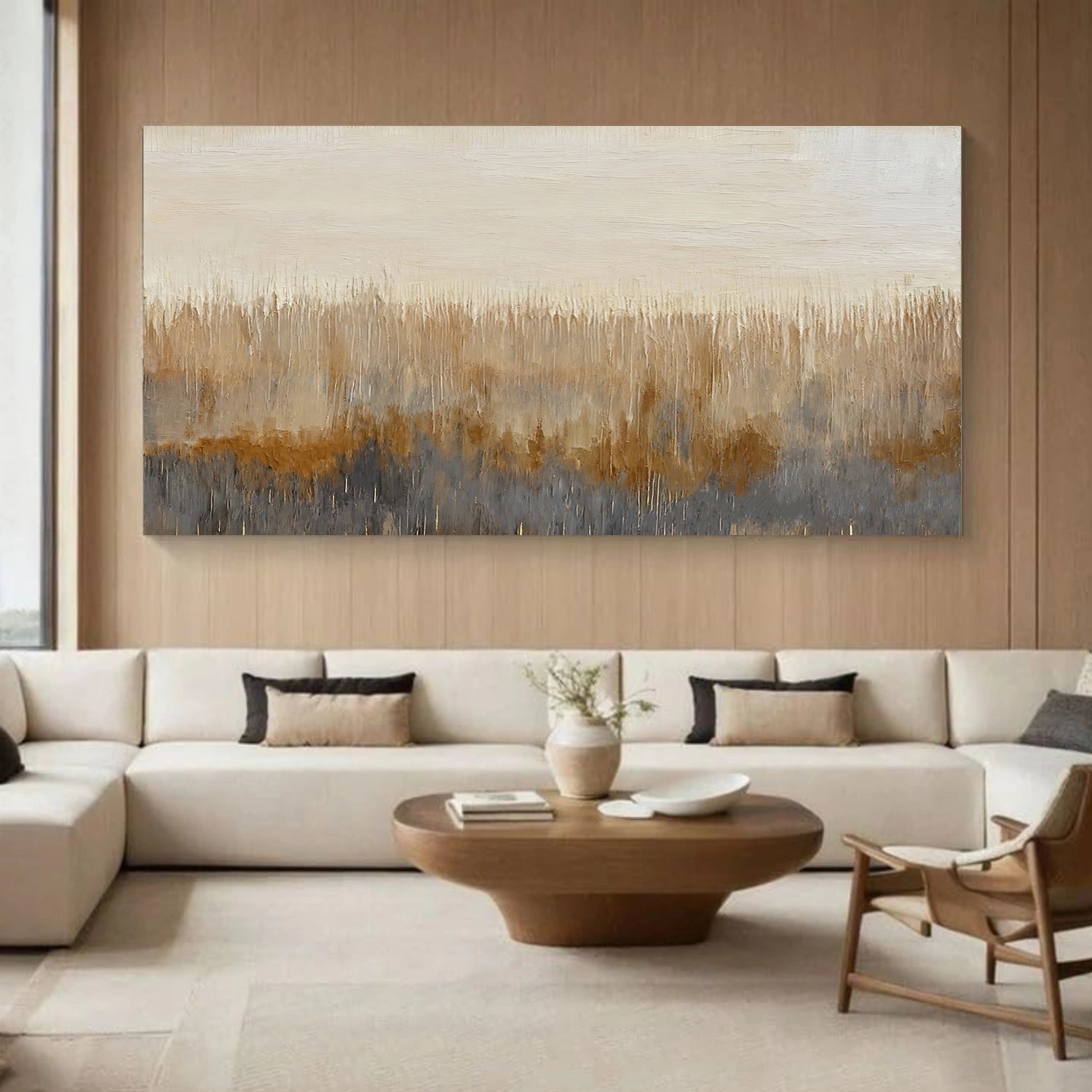 Beige and Brown Abstract Wall Art #AW192