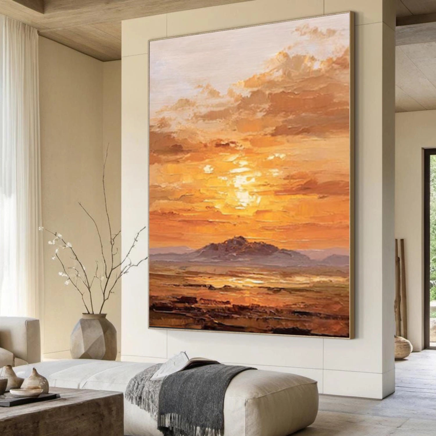 Sky And Ocean Abstract Textured Wall Art #SO369