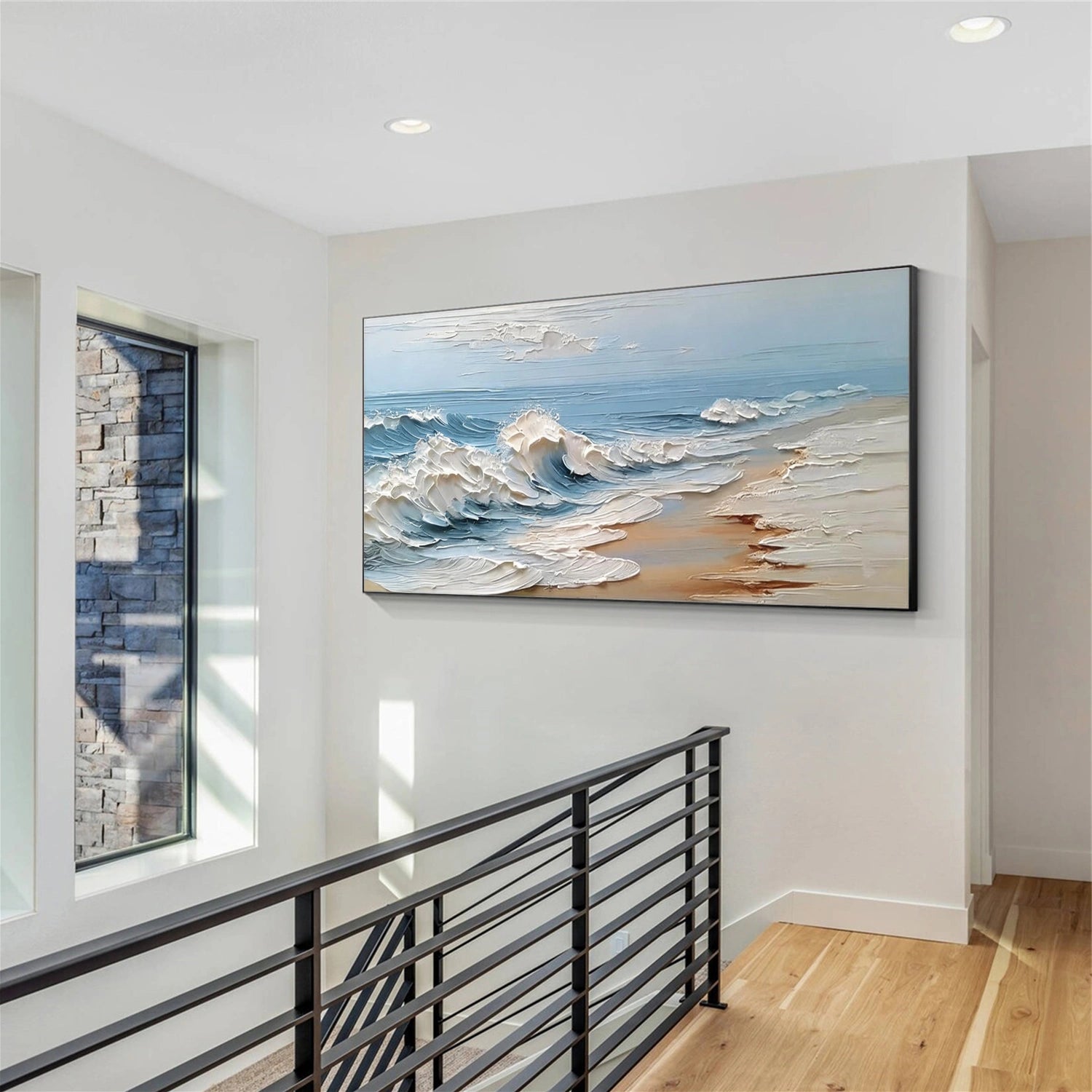 Sky And Ocean Abstract Textured Wall Art #SO413
