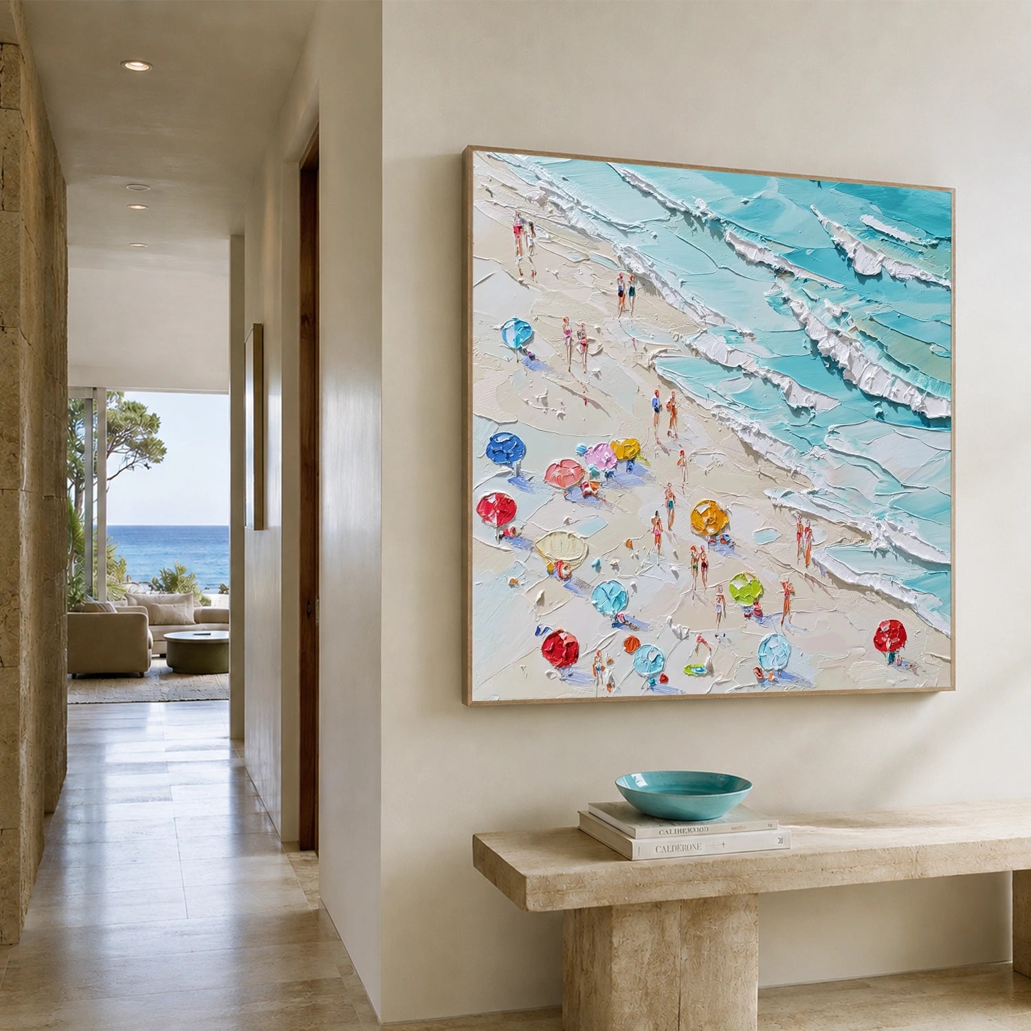 Sky And Ocean Abstract Textured Wall Art #SO428