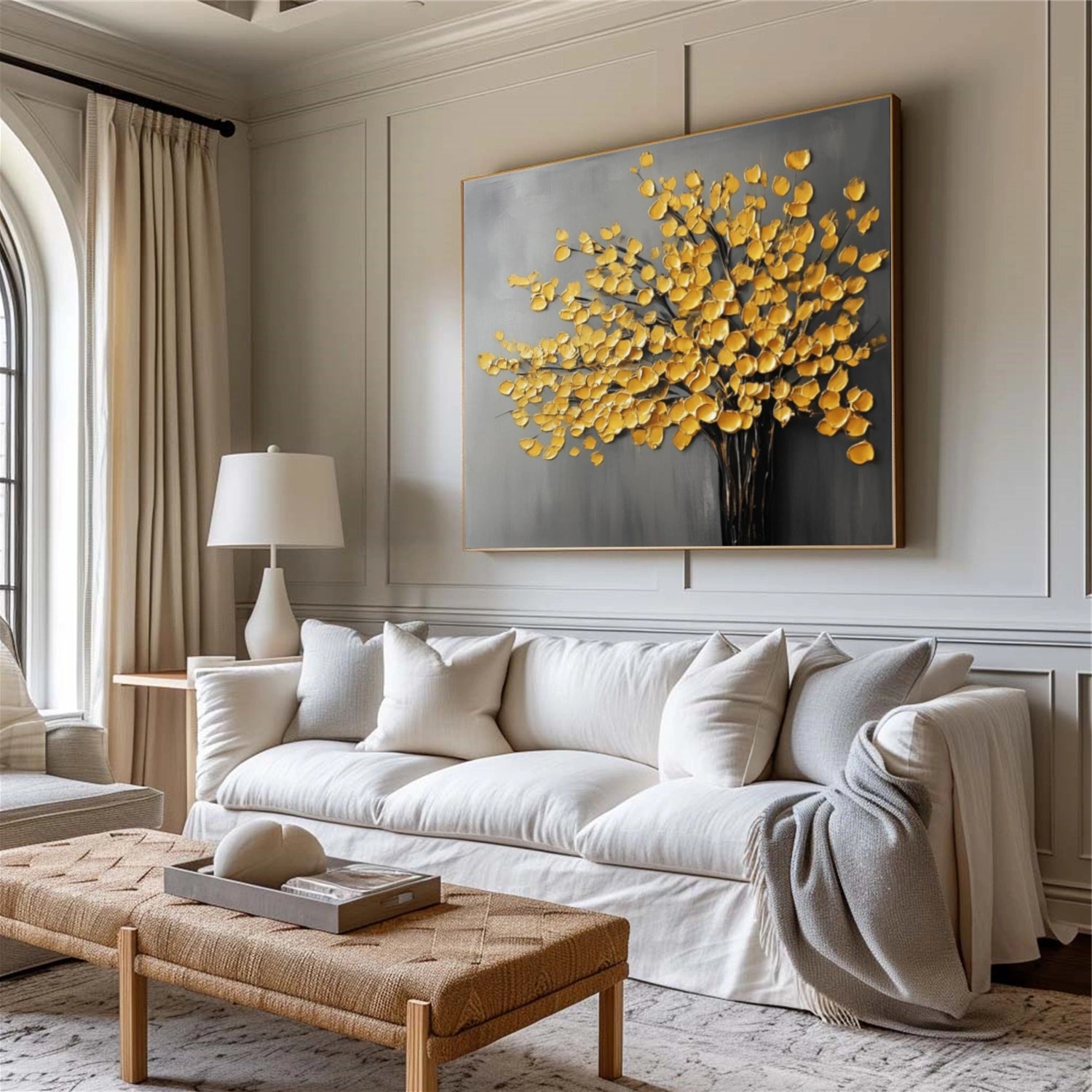 Tree And Flower Abstract Textured Wall Art #TF179