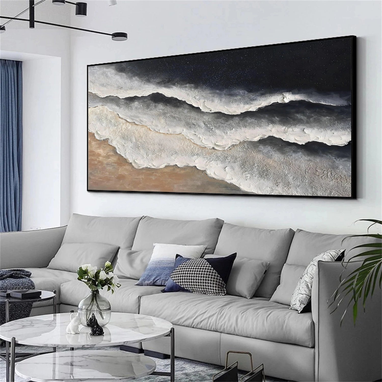 Sky And Ocean Abstract Textured Wall Art #SO392