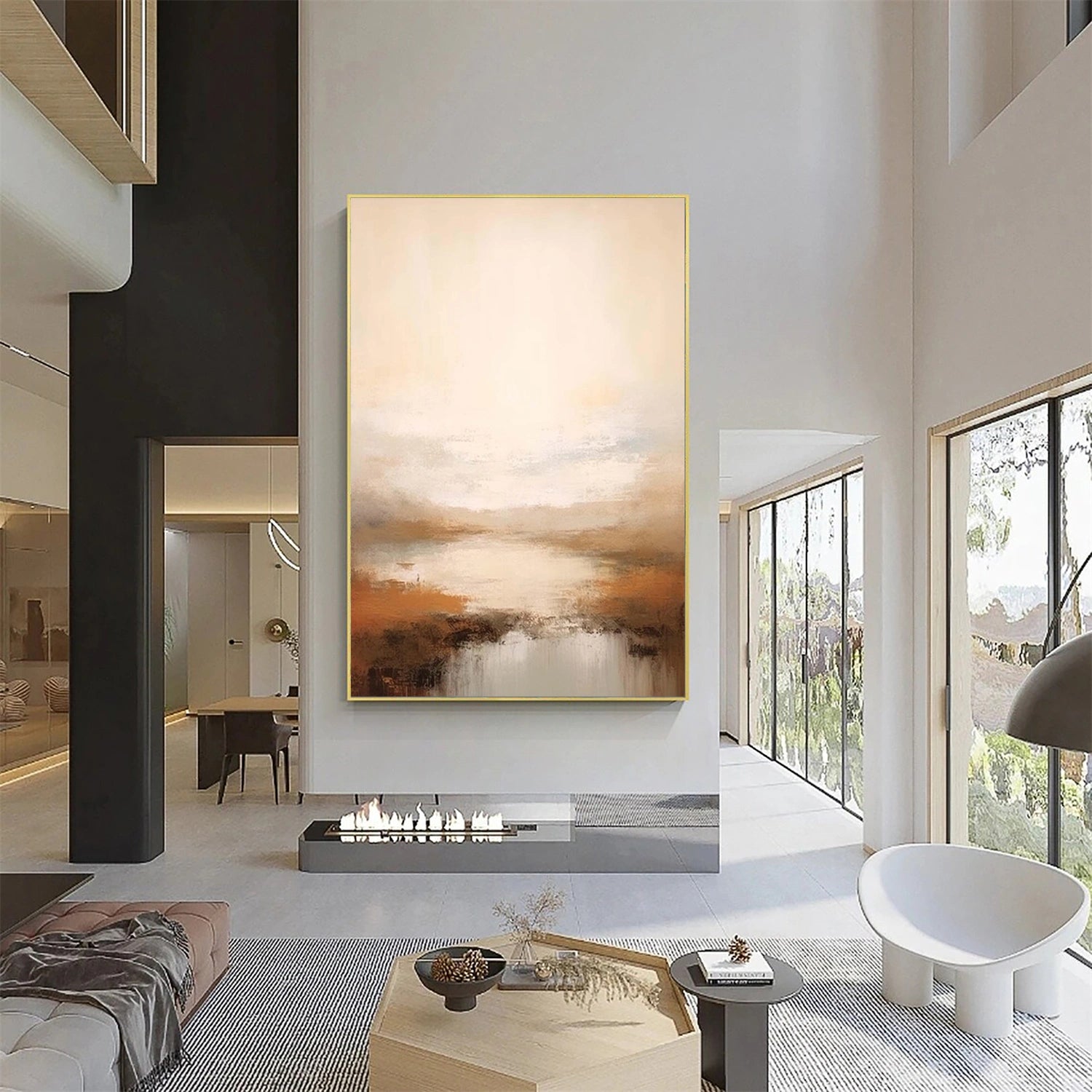 Beige & Brown Abstract Wall Art #AW147