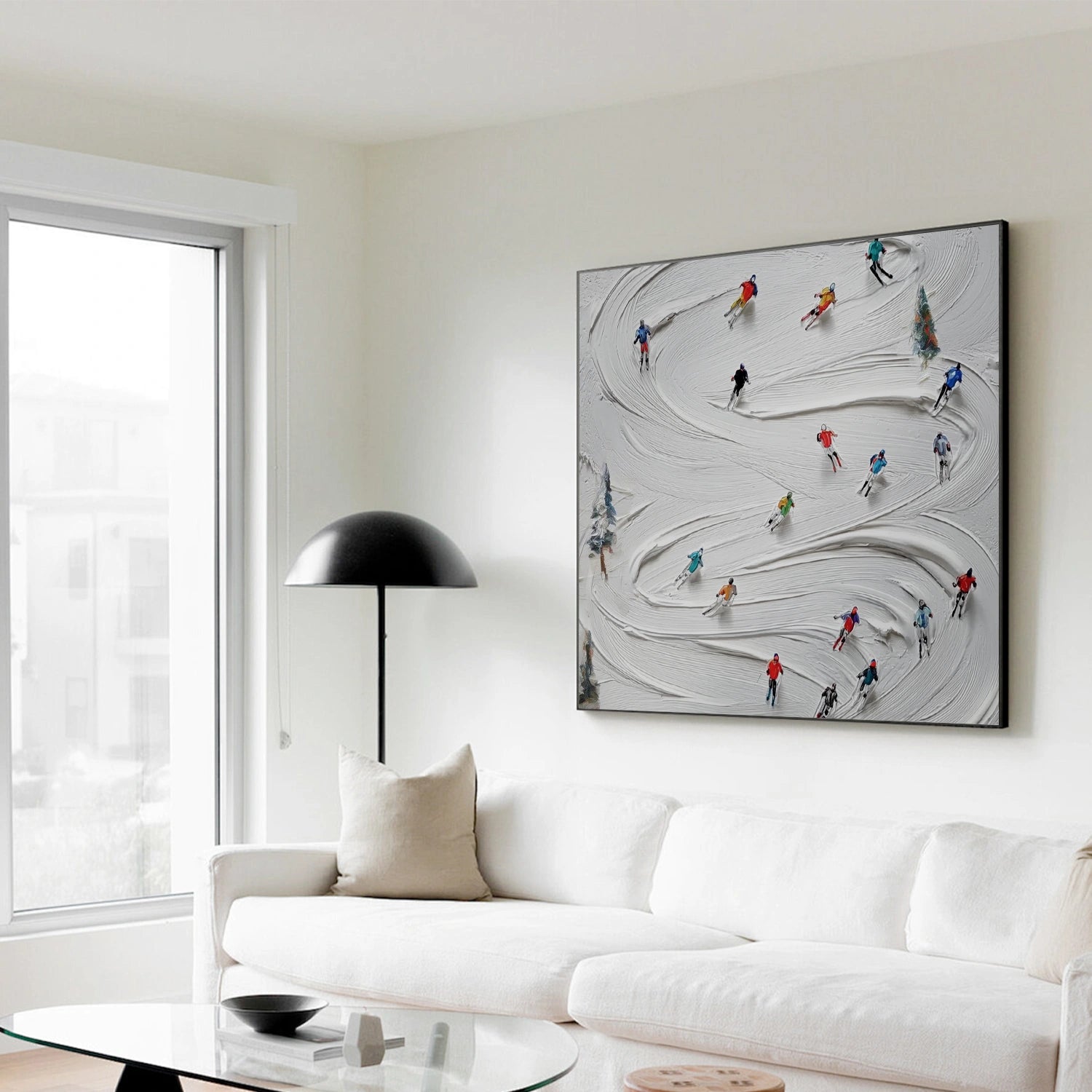 Skiing Sport Textured Wall Art #BA042