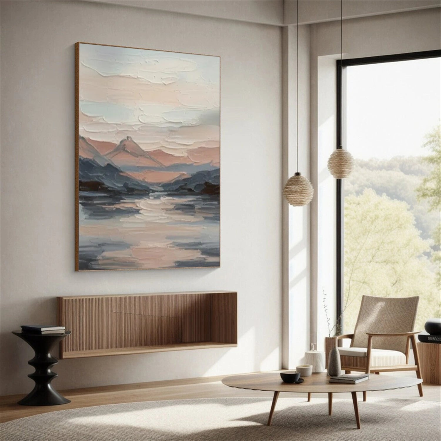 Sky And Ocean Abstract Textured Wall Art #SO388