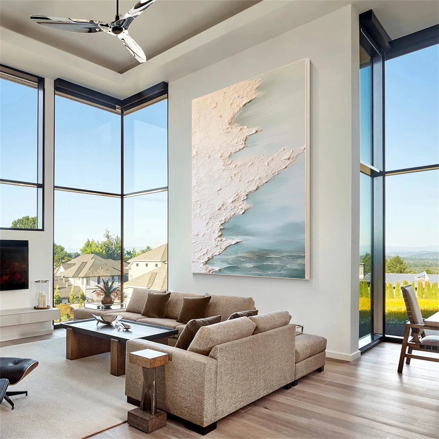 Sky And Ocean Abstract Textured Wall Art #SO275