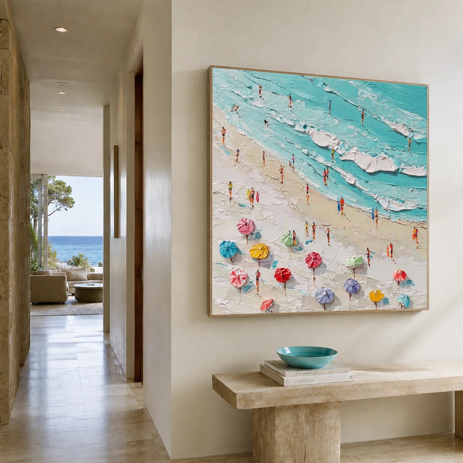 Sky And Ocean Abstract Textured Wall Art #SO426