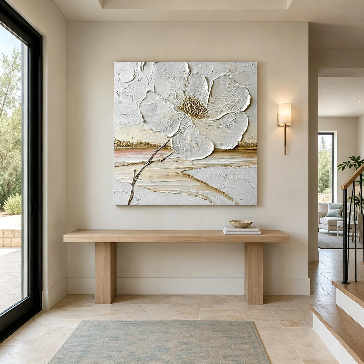 Tree And Flower Abstract Textured Wall Art #TF223