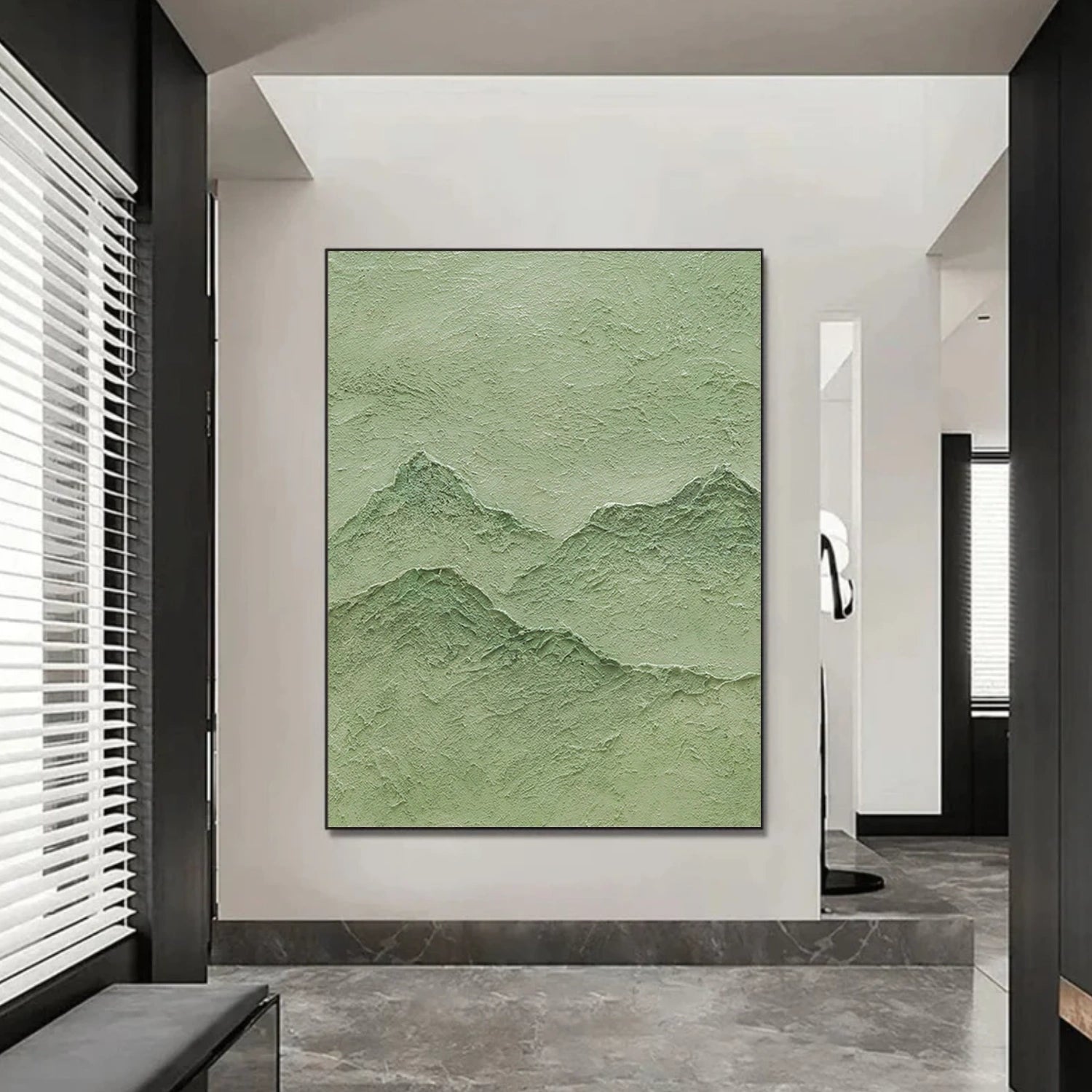 Green Minimalist Mountain Textured Wall Art #WT224