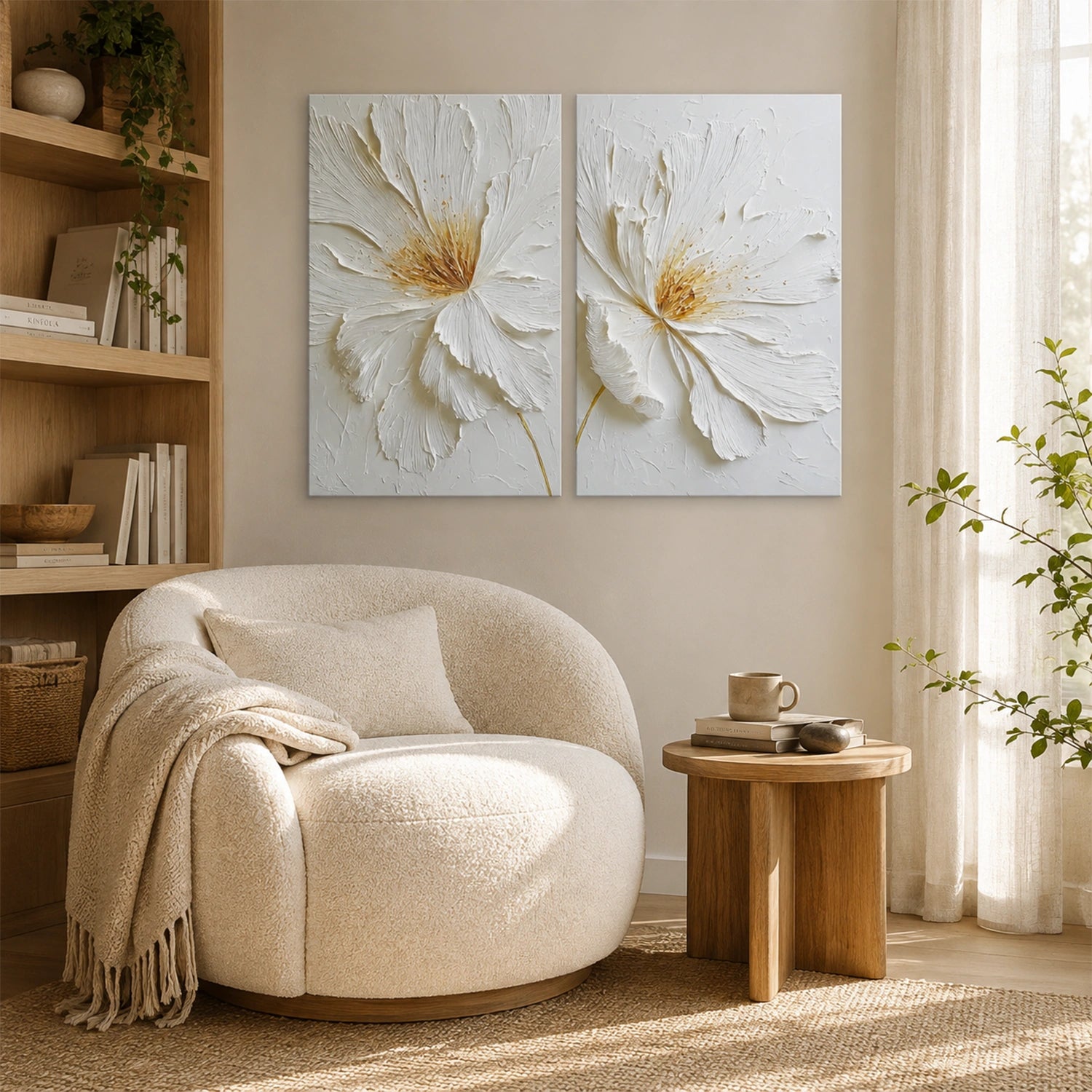 Flower Abstract Textured Wall Art Set of 2 #TF219