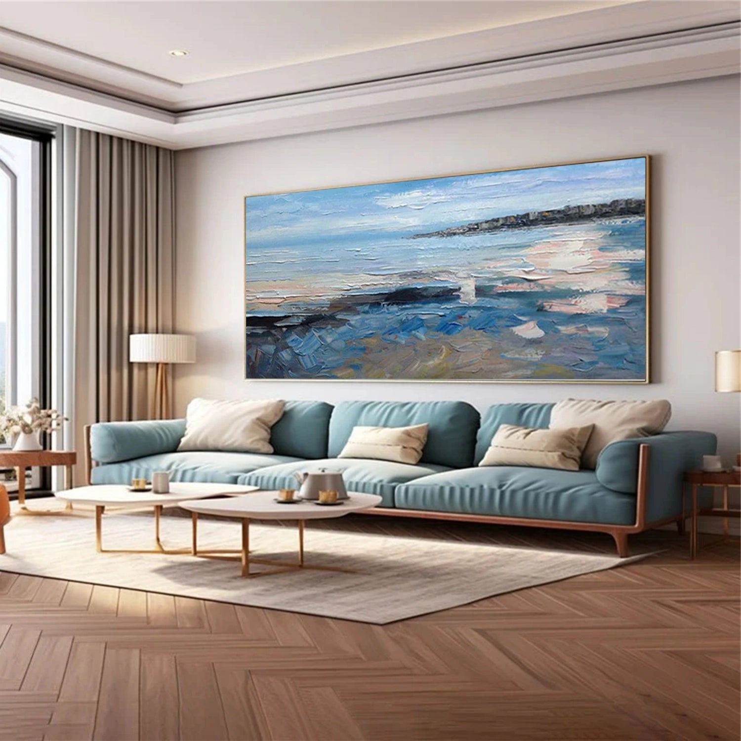 Sky And Ocean Abstract Textured Wall Art #SO415