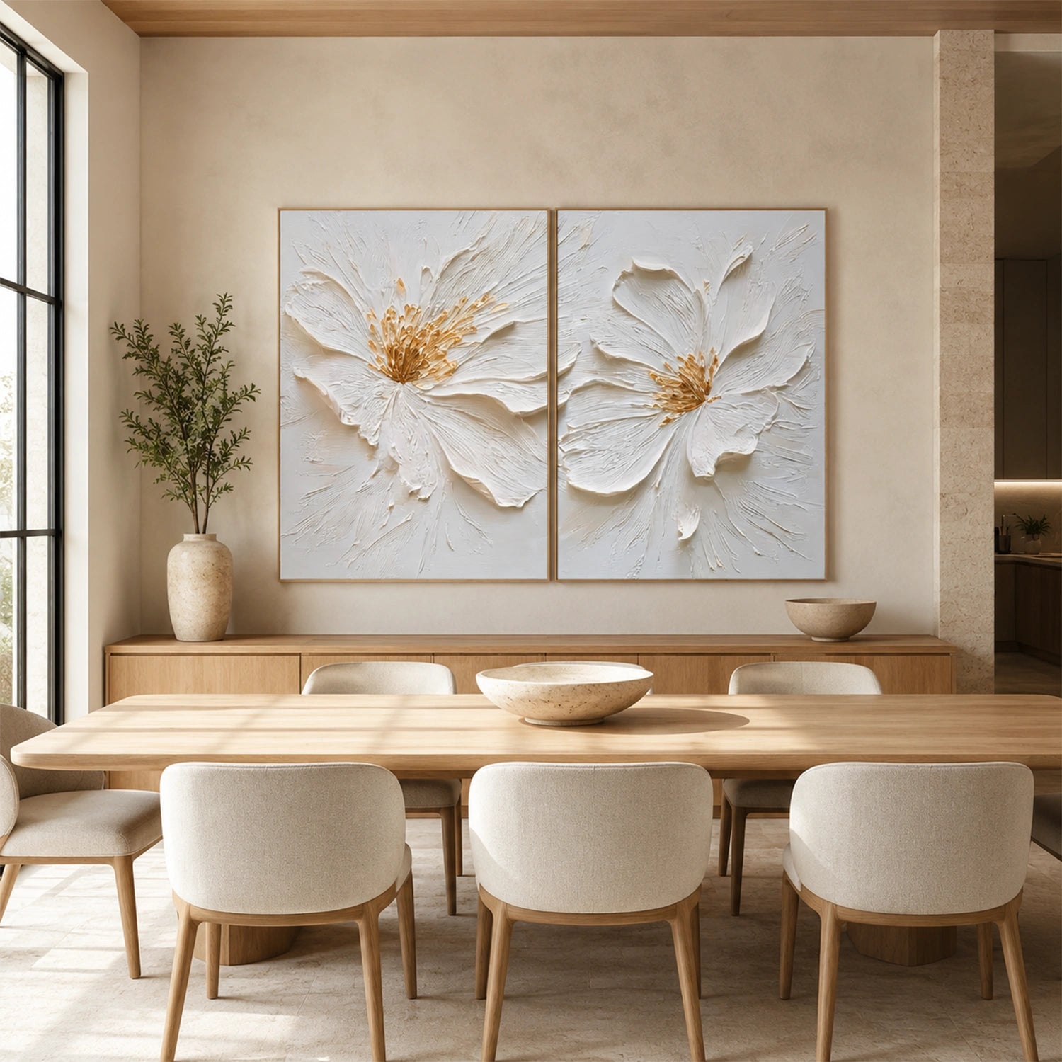 Flower Abstract Textured Wall Art Set of 2 #TF218