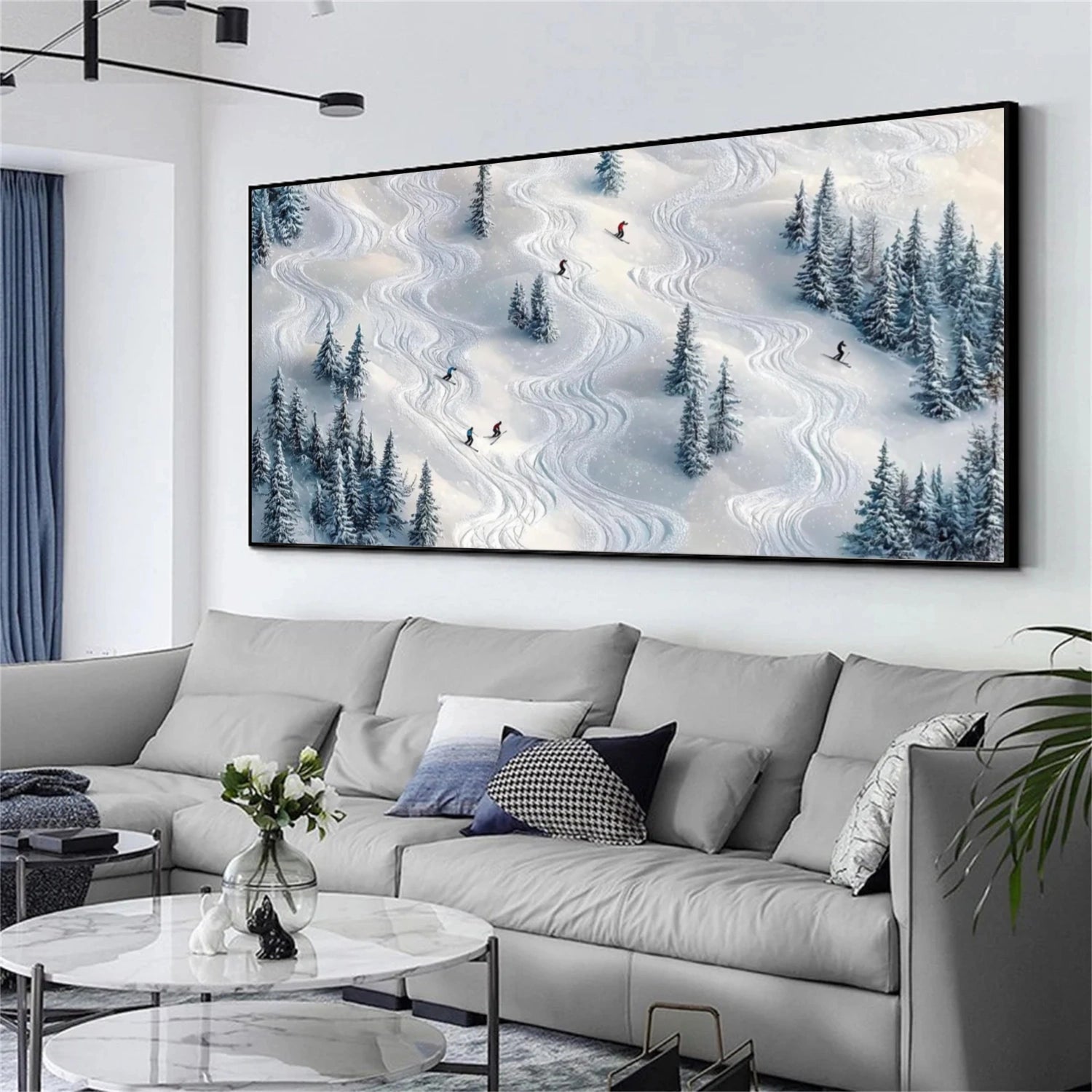 Skiing Sport Textured Wall Art #BA038
