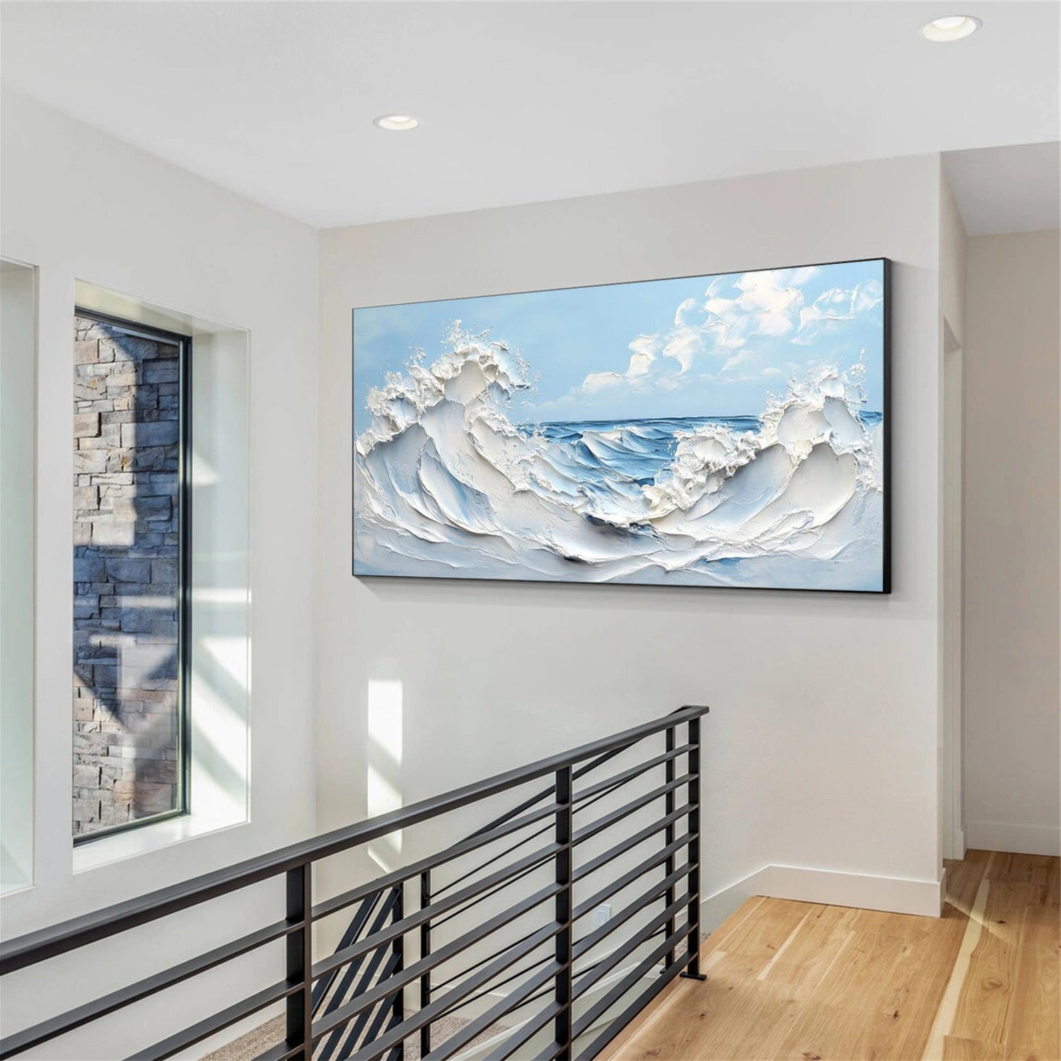 Sky And Ocean Abstract Textured Wall Art #SO397