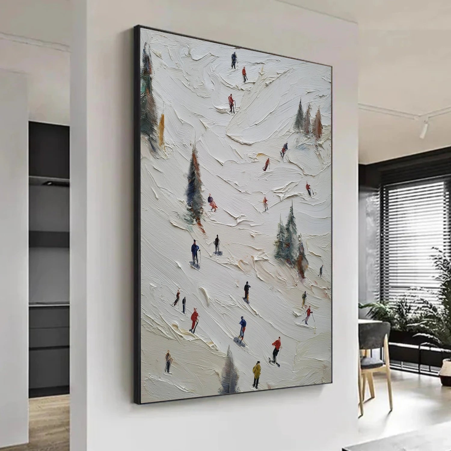 Skiing Sport Textured Wall Art #BA040