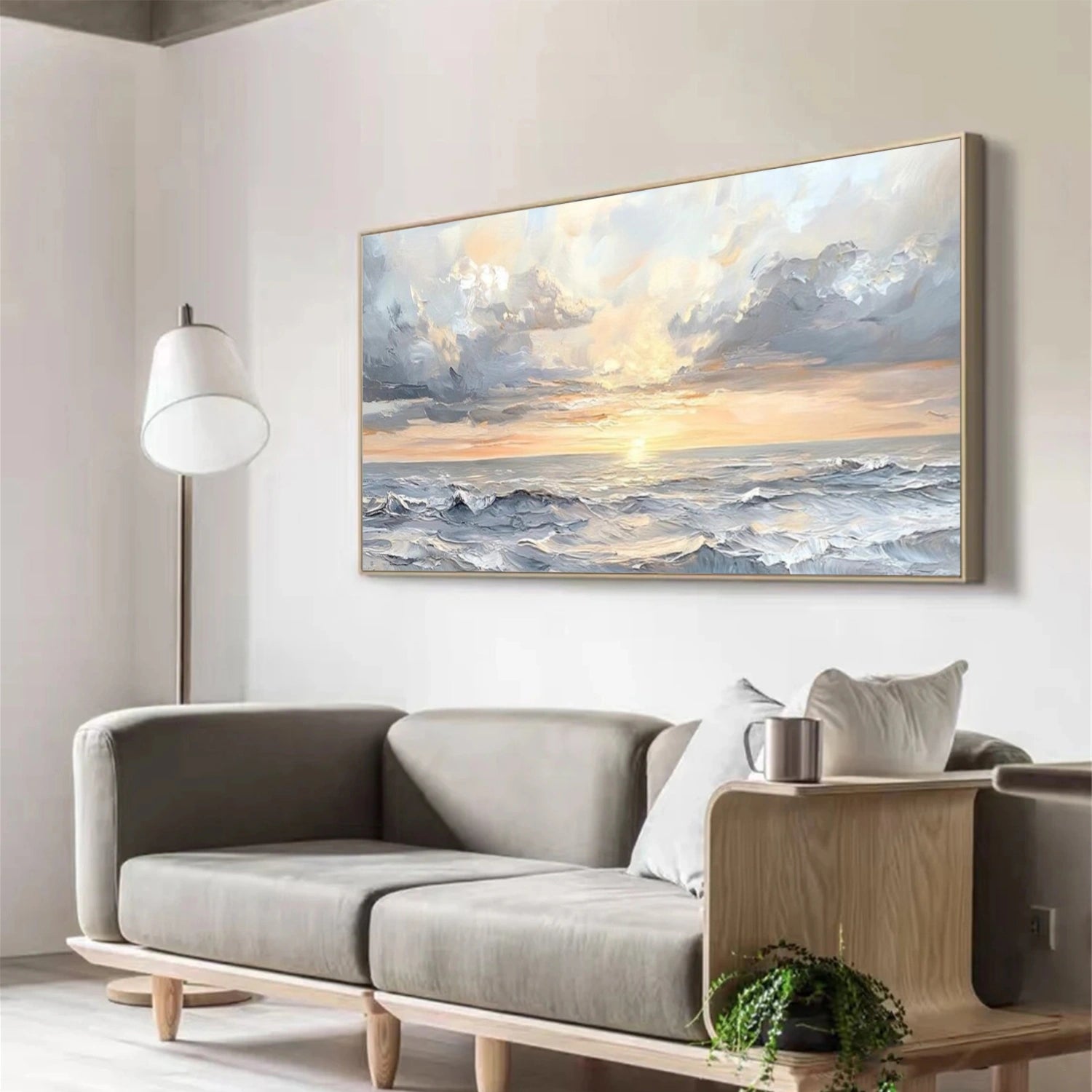 Sky And Ocean Abstract Textured Wall Art #SO350