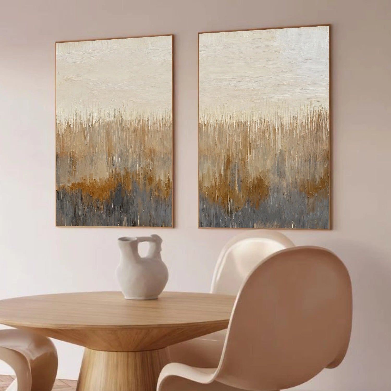 Beige and Brown Abstract Wall Art Set of 2 #AW193