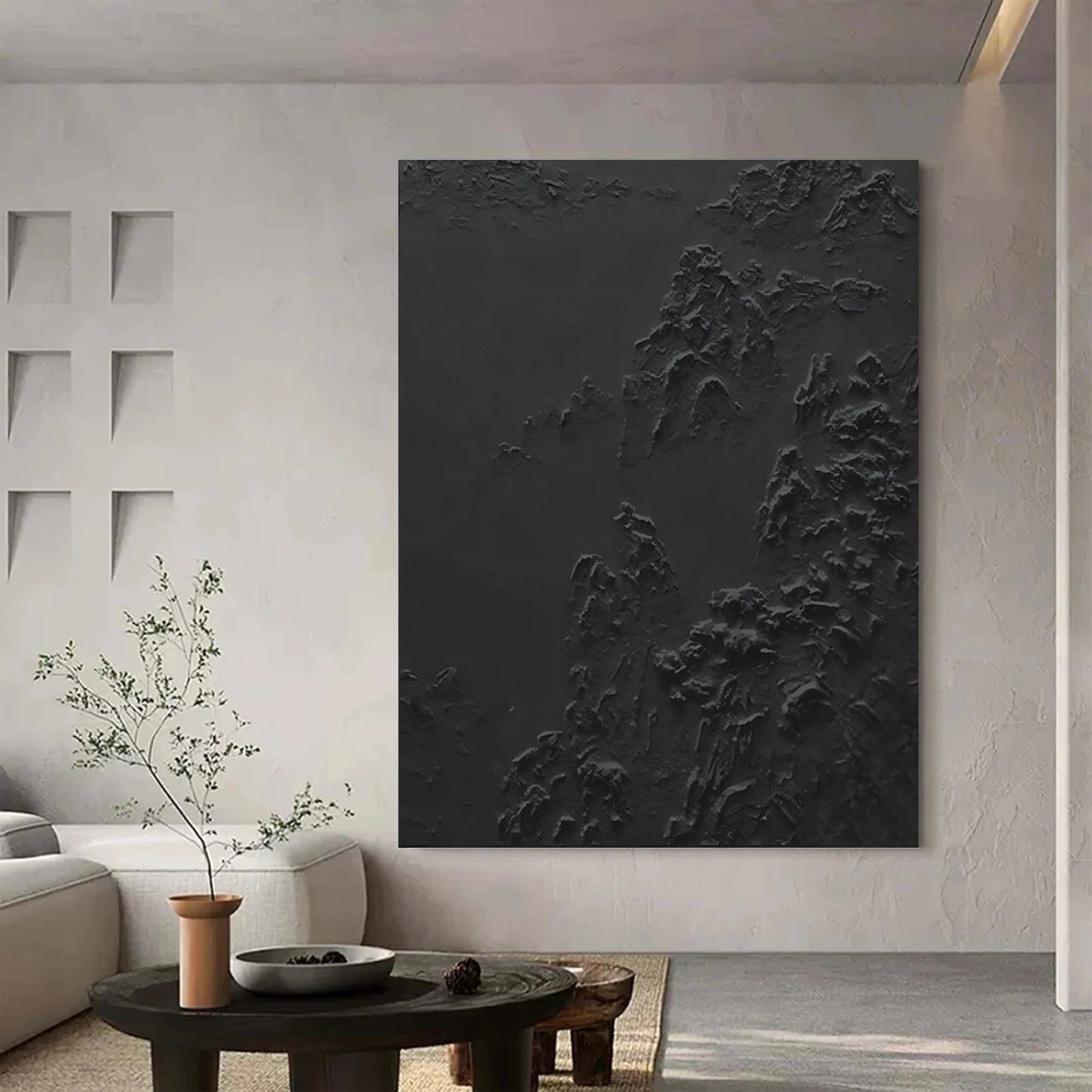 Black Textured Minimalist Wall Art #BT038