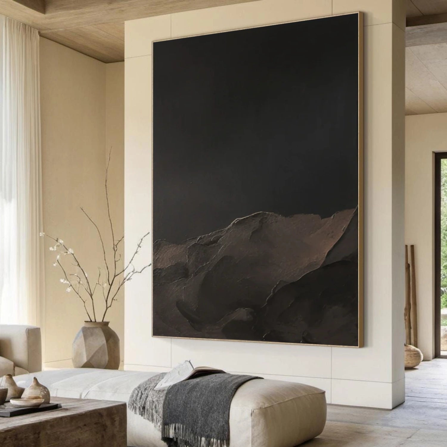 Black Minimalist Textured Canvas Art #BT089