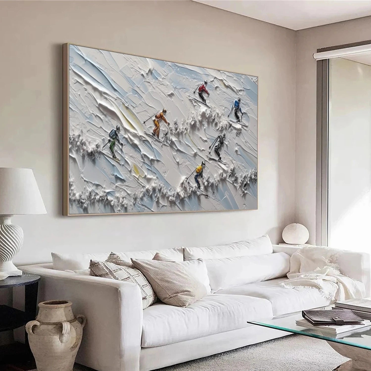 Skiing Sport Textured Wall Art #BA031
