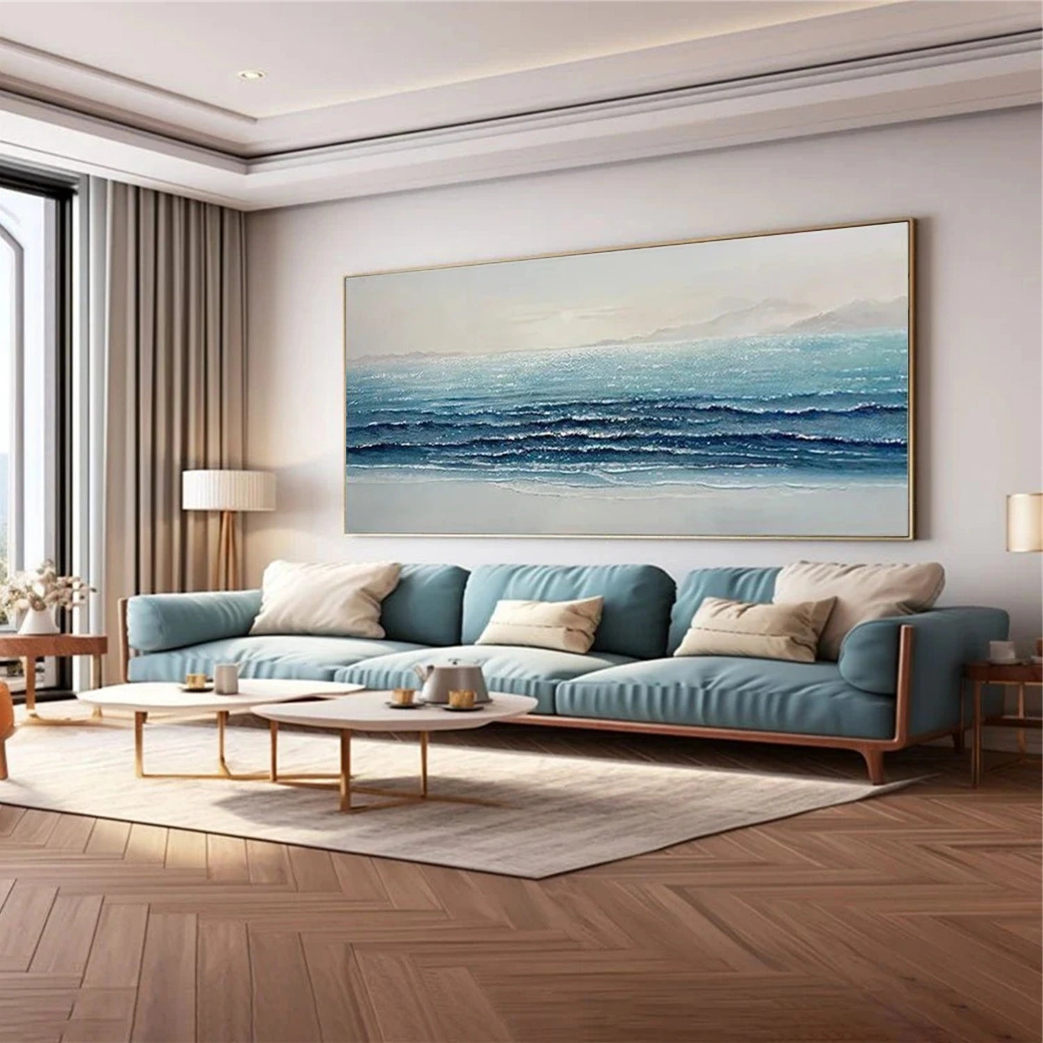 Sky And Ocean Abstract Textured Wall Art #SO364