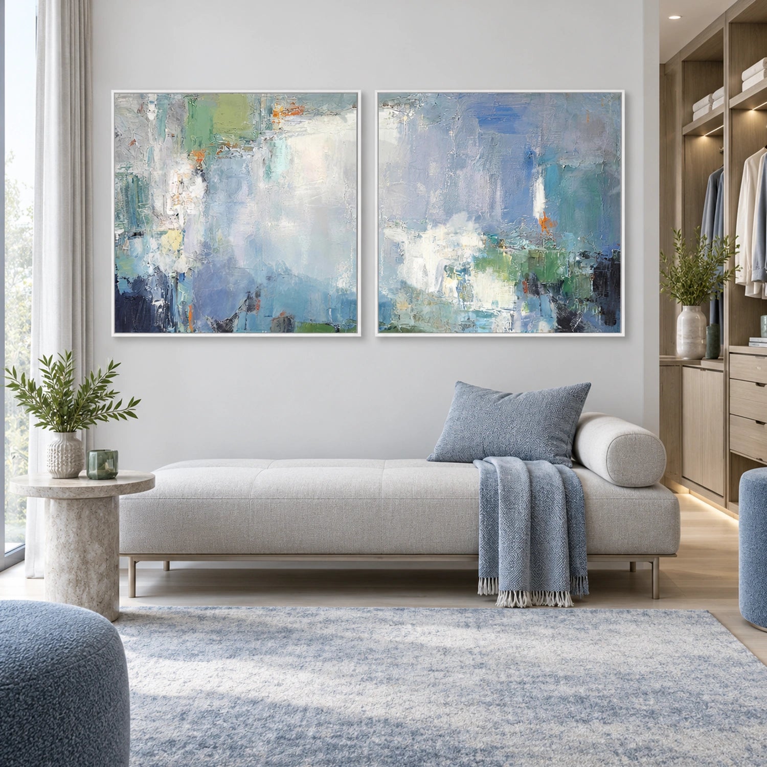 Blue Abstract Wall Art Set of 2 #AW266