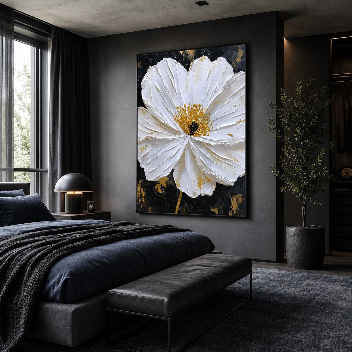 Tree And Flower Abstract Textured Wall Art #TF216