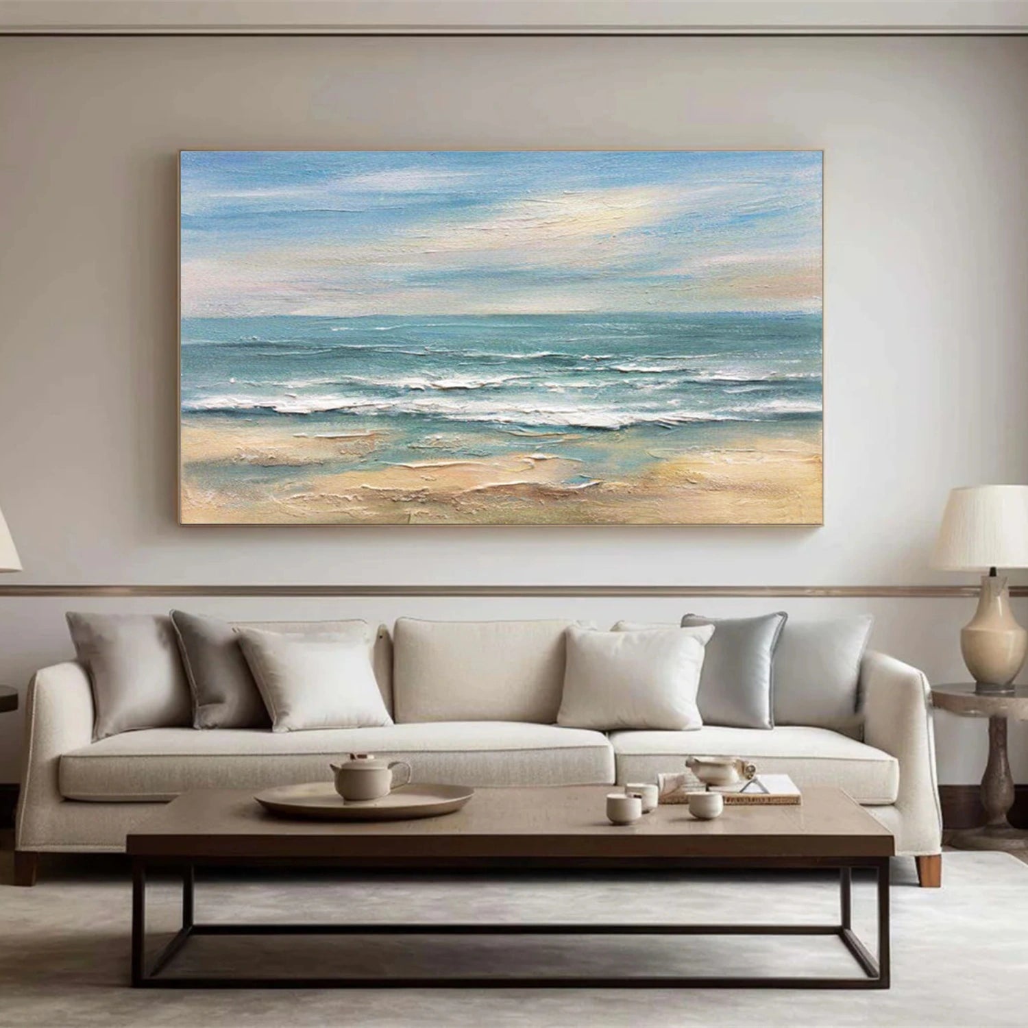 Sky And Ocean Abstract Textured Wall Art #SO258