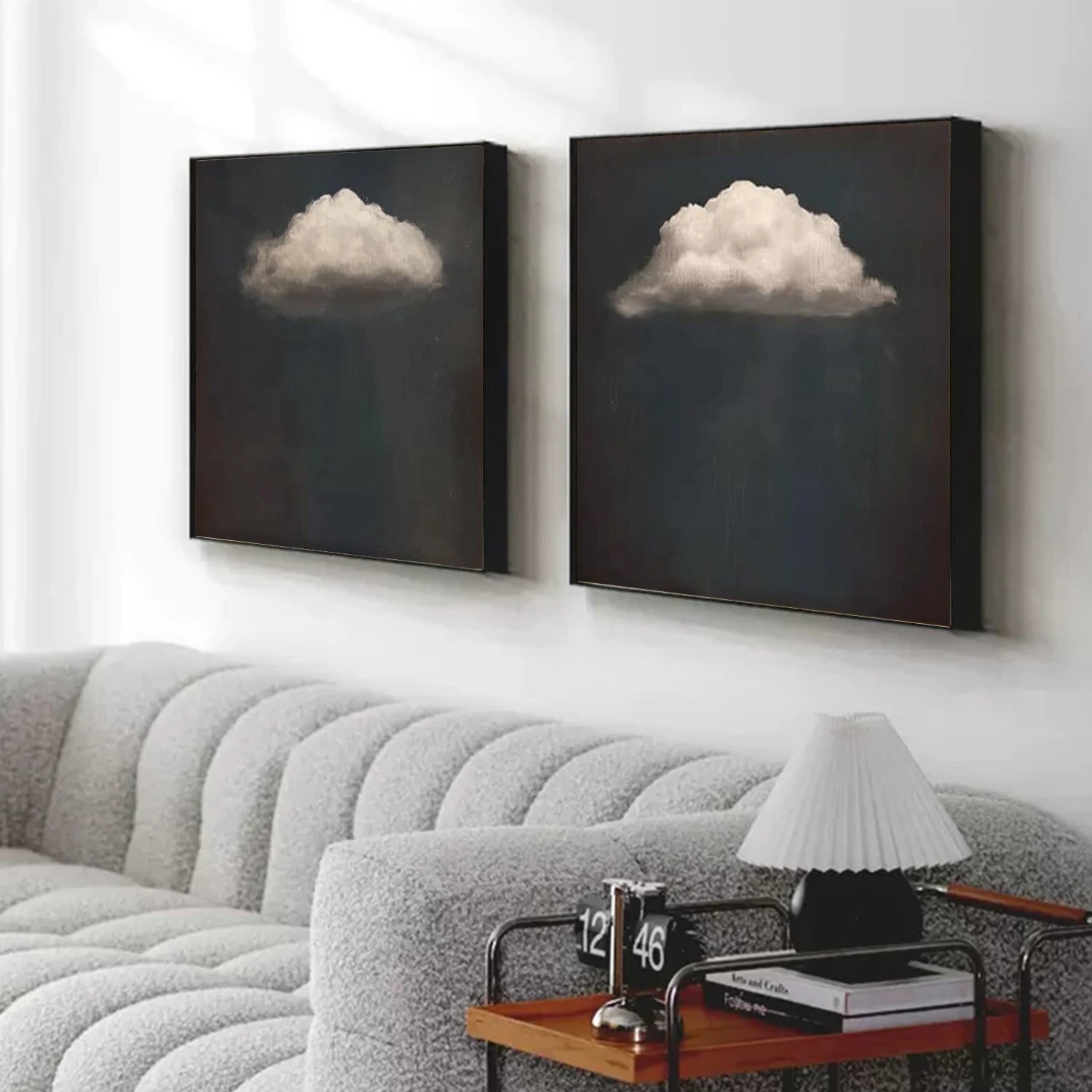 Black and White Sky And Ocean Abstract Wall Art Set of 2 #SO331