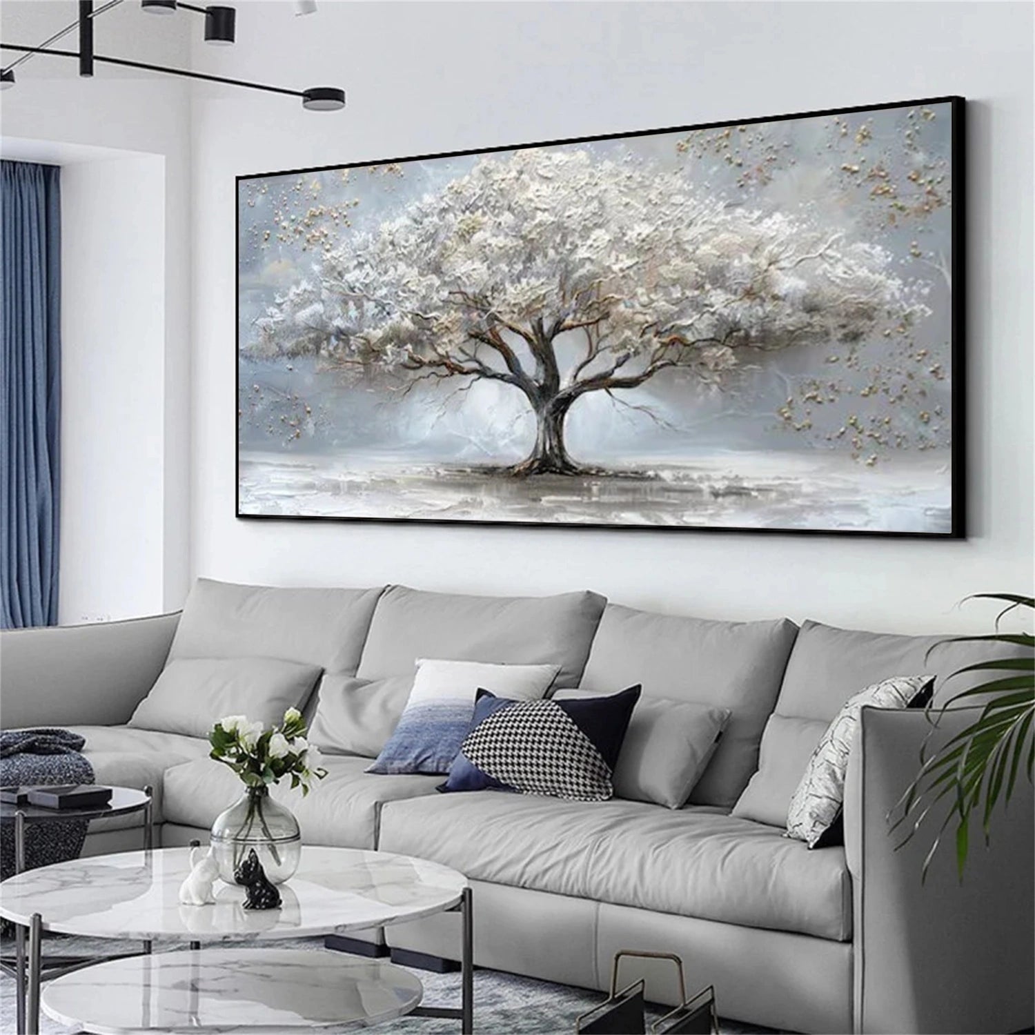 Tree And Flower Abstract Textured Wall Art #TF178